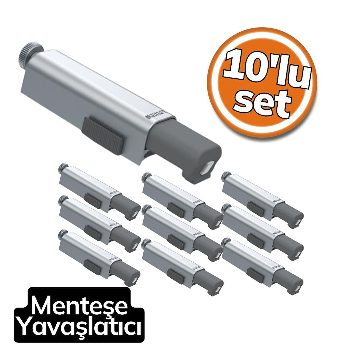 Samet Star Yavaşlatıcı Menteşe Üstü Düz Plus Nikel 10'lu Set