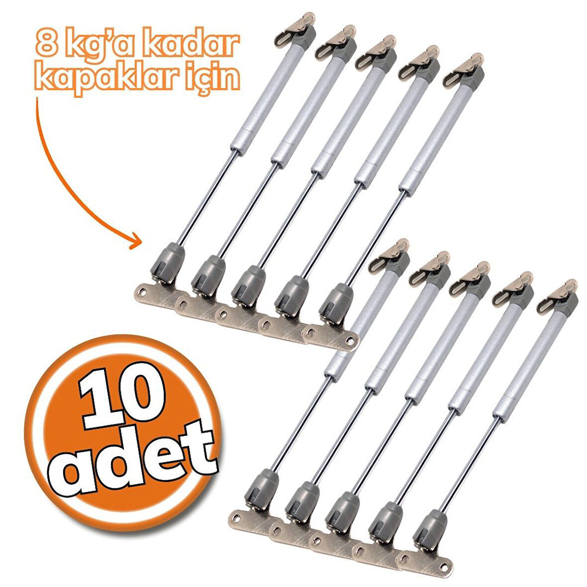 Samet Gazlı Piston 80 Newton Gri 10'lu Set