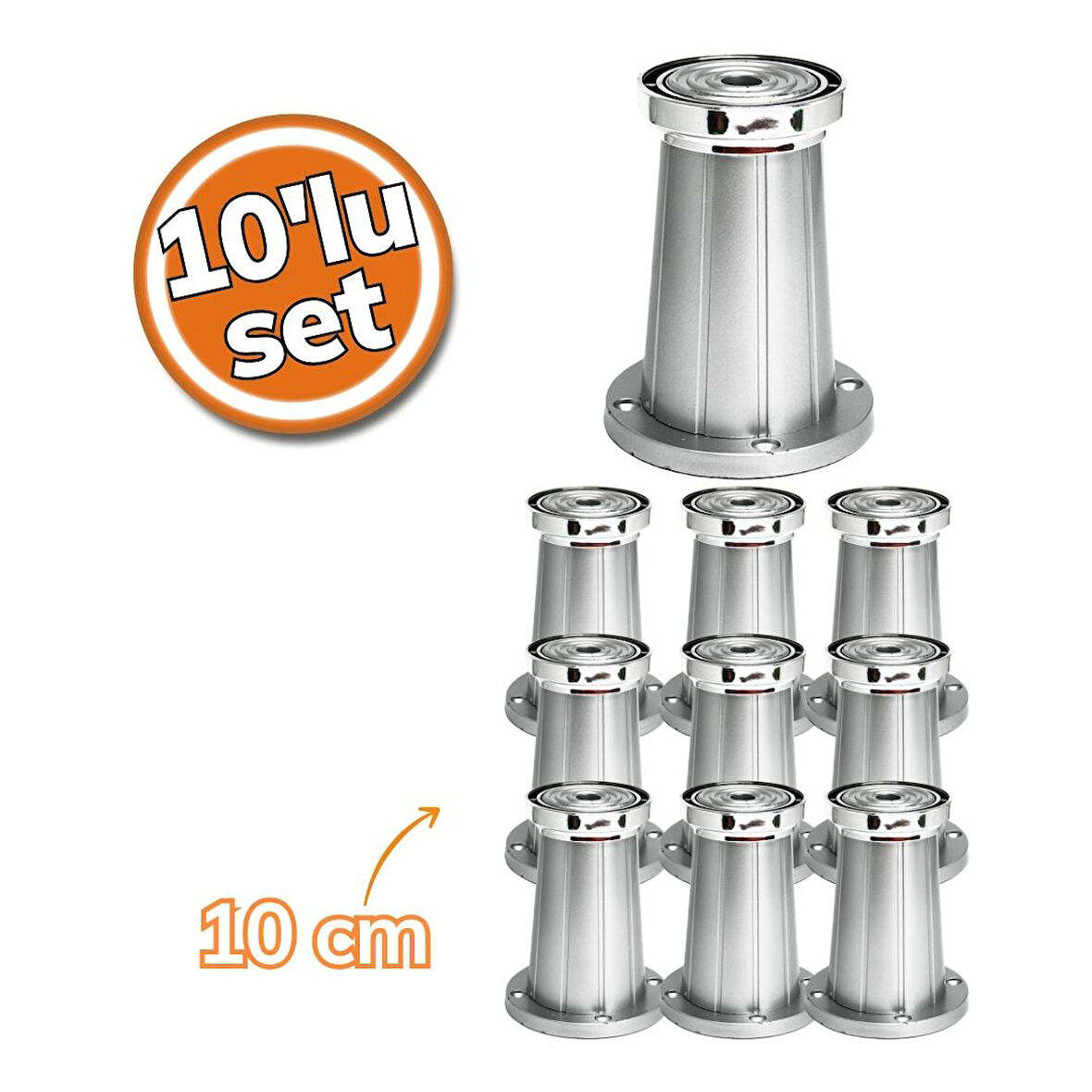 Sym Plastik Ayak Hanzade Gümüş Çizgili 10cm 10'lu Set