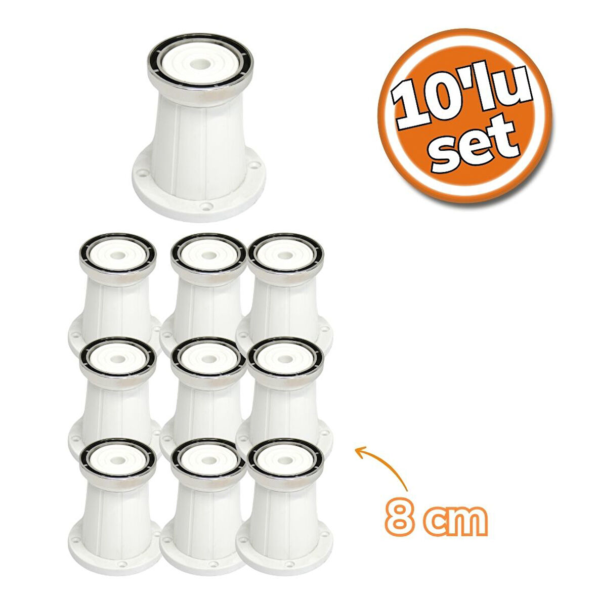 Sym Plastik Ayak Hanzade Beyaz Çizgili 8cm 10'lu Set