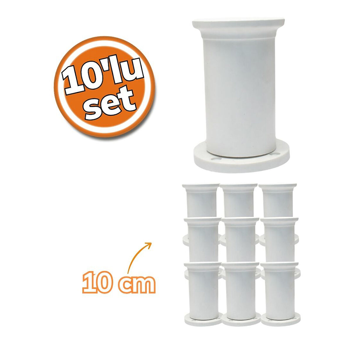 Sym Plastik Ayak Jumbo Yuvarlak Tabla 10cm 10'lu Set
