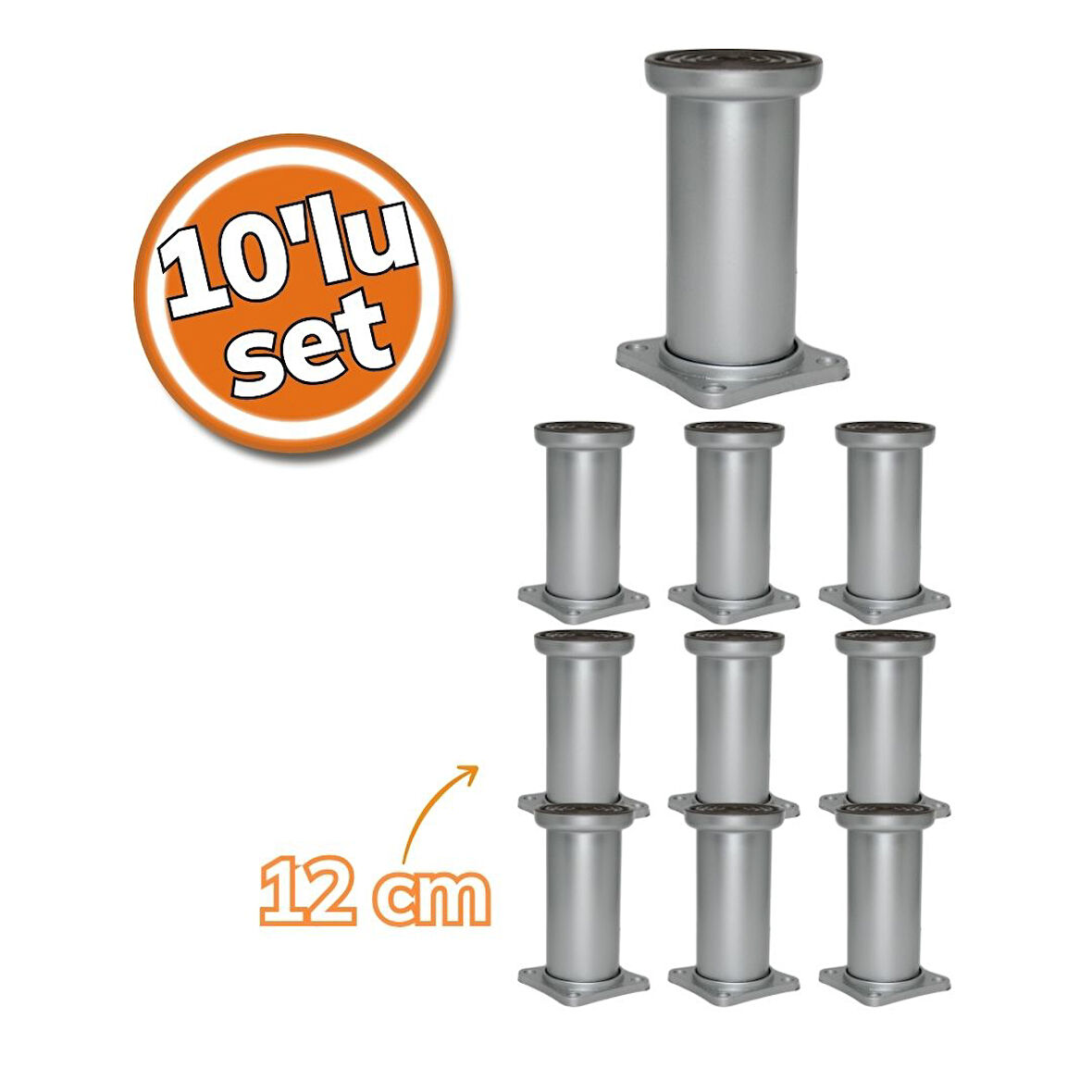 Sym Plastik Ayak Mat Krom Kare Tabla 12cm 10'lu Set