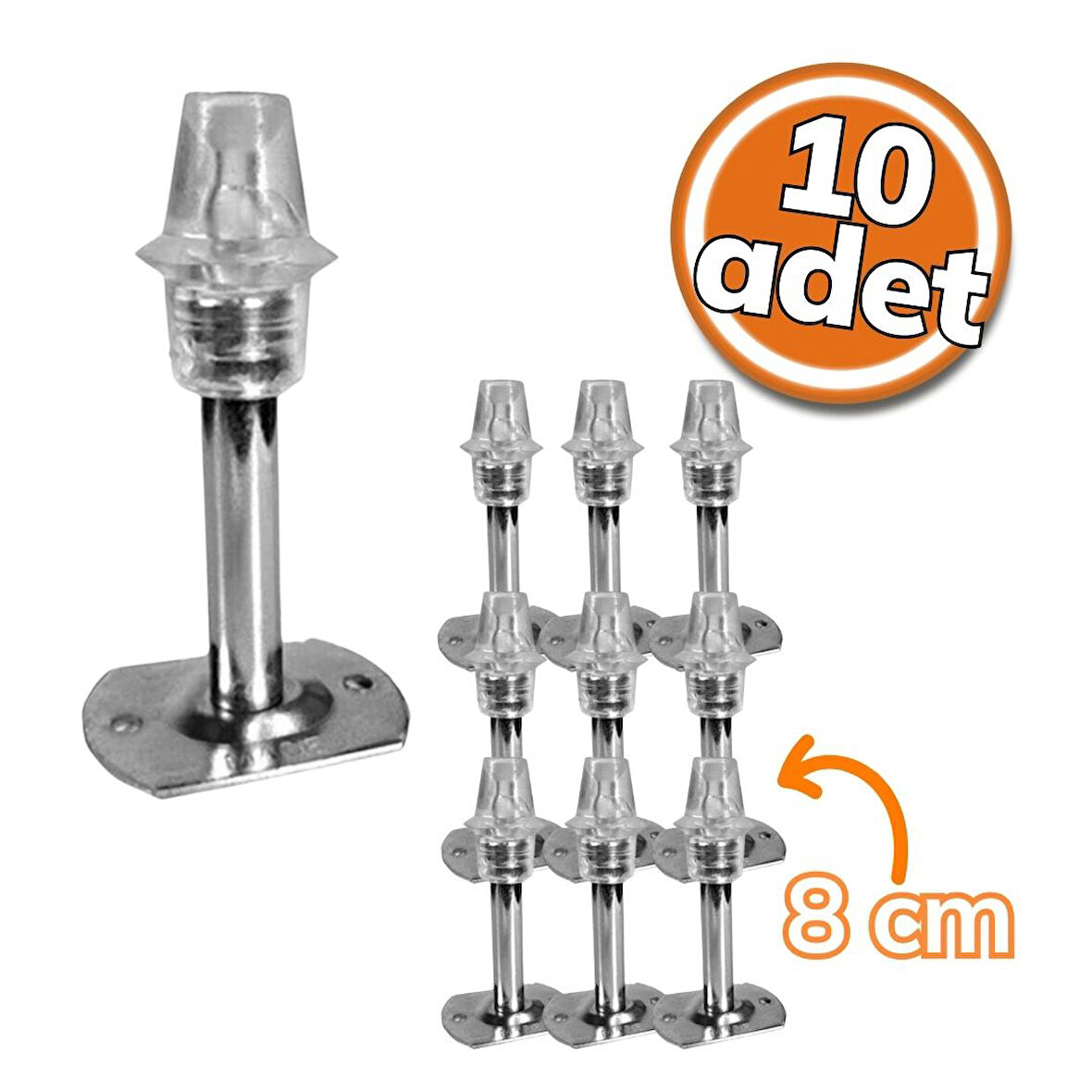 Sym Kapı TAmponu Alumınyum 8Cm Nikel 10'lu Set