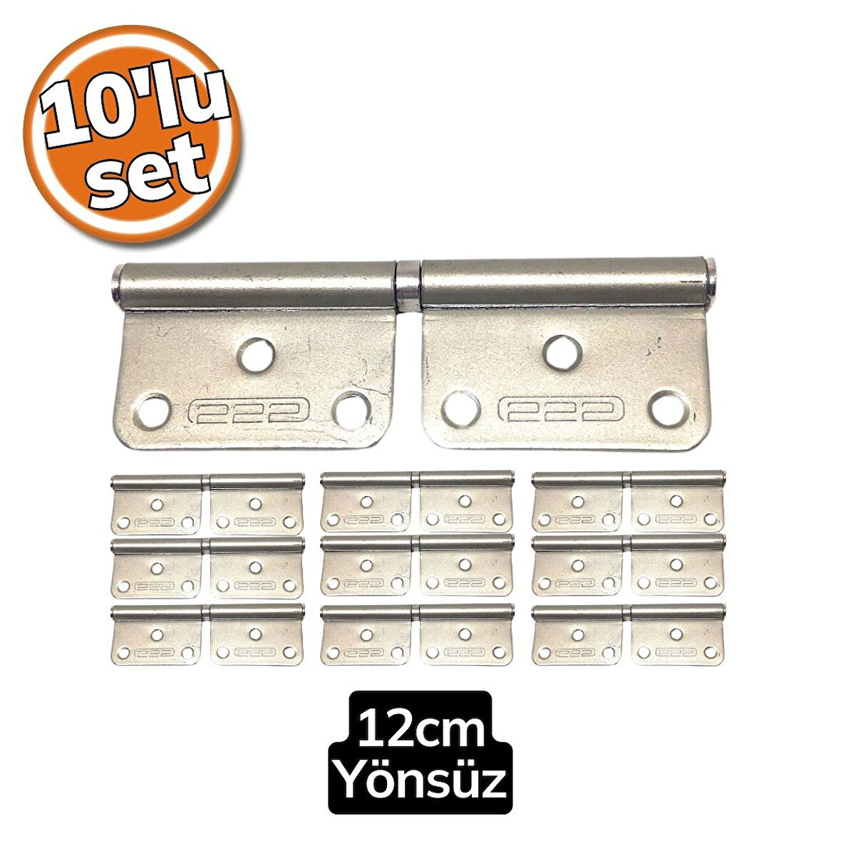 222 Çelik Yönsüz Menteşe Saten 12 cm 10'lu Set