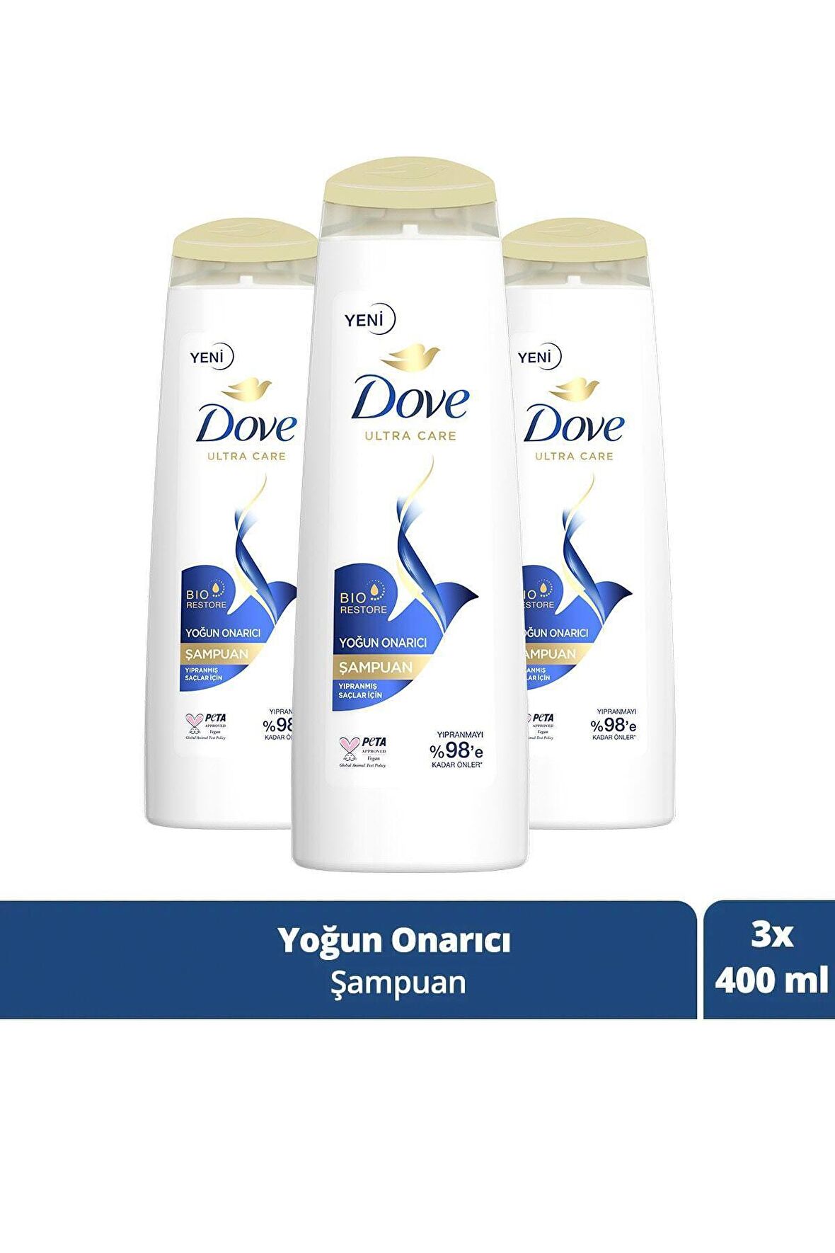 Dove Ultra Care Saç Bakım Şampuanı Yoğun Onarıcı Yıpranmış Saçlar Için 400 ml X3 Adet