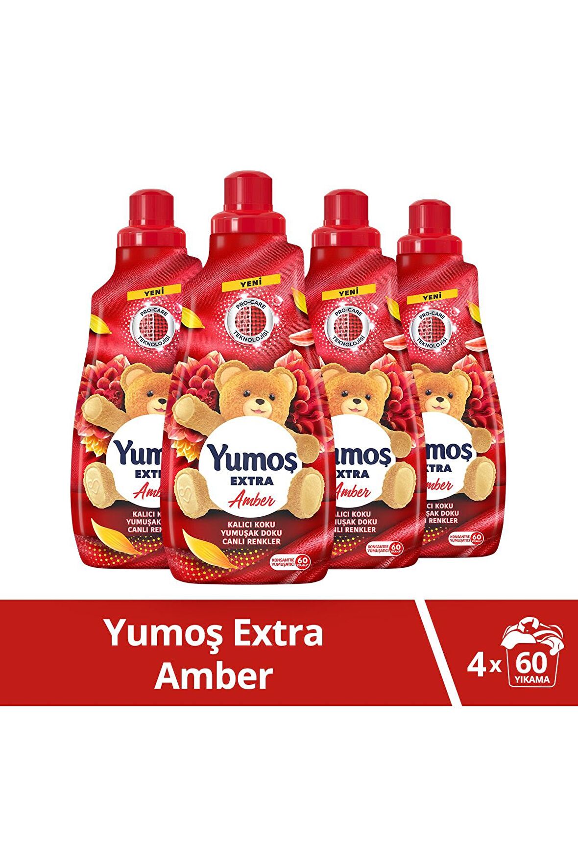 Yumoş Extra Konsantre Çamaşır Yumuşatıcısı Amber 1440 Ml 60 Yıkama 4adet