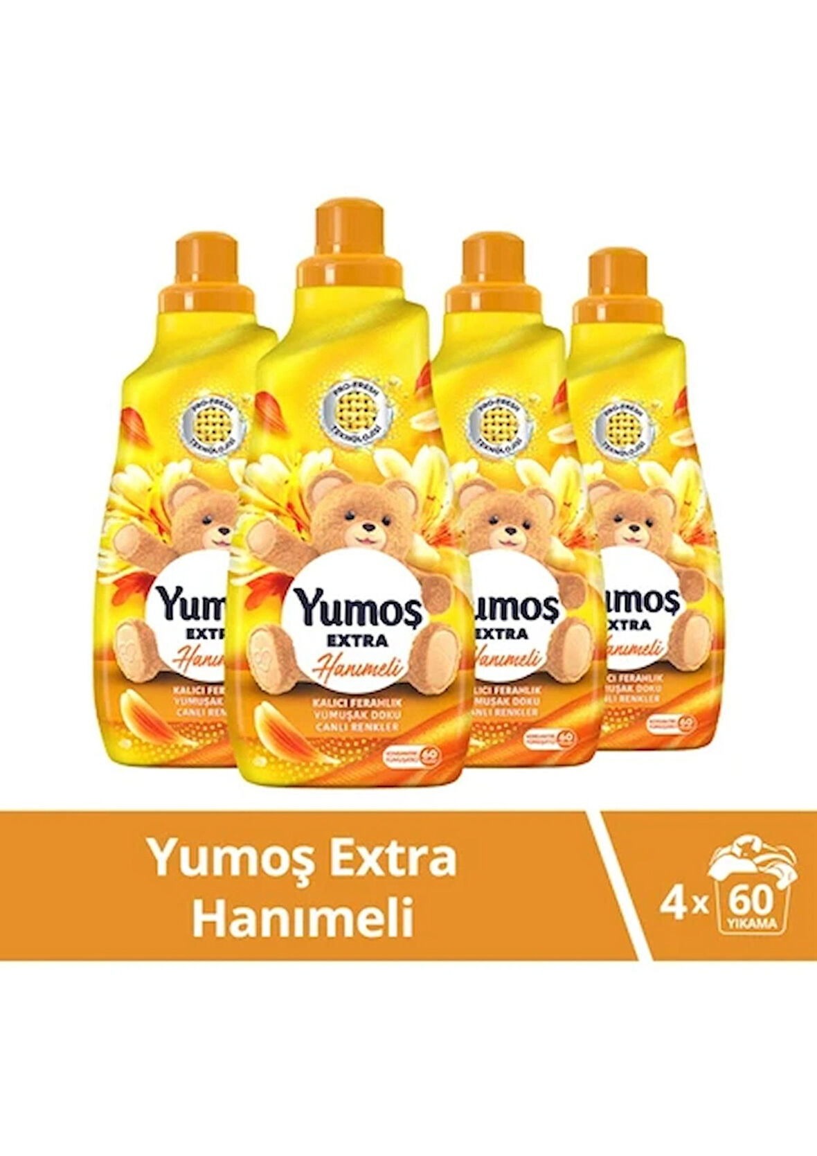 Yumoş Extra Konsantre Çamaşır Yumuşatıcısı Hanımeli 1440 ml 60 Yıkama x 4