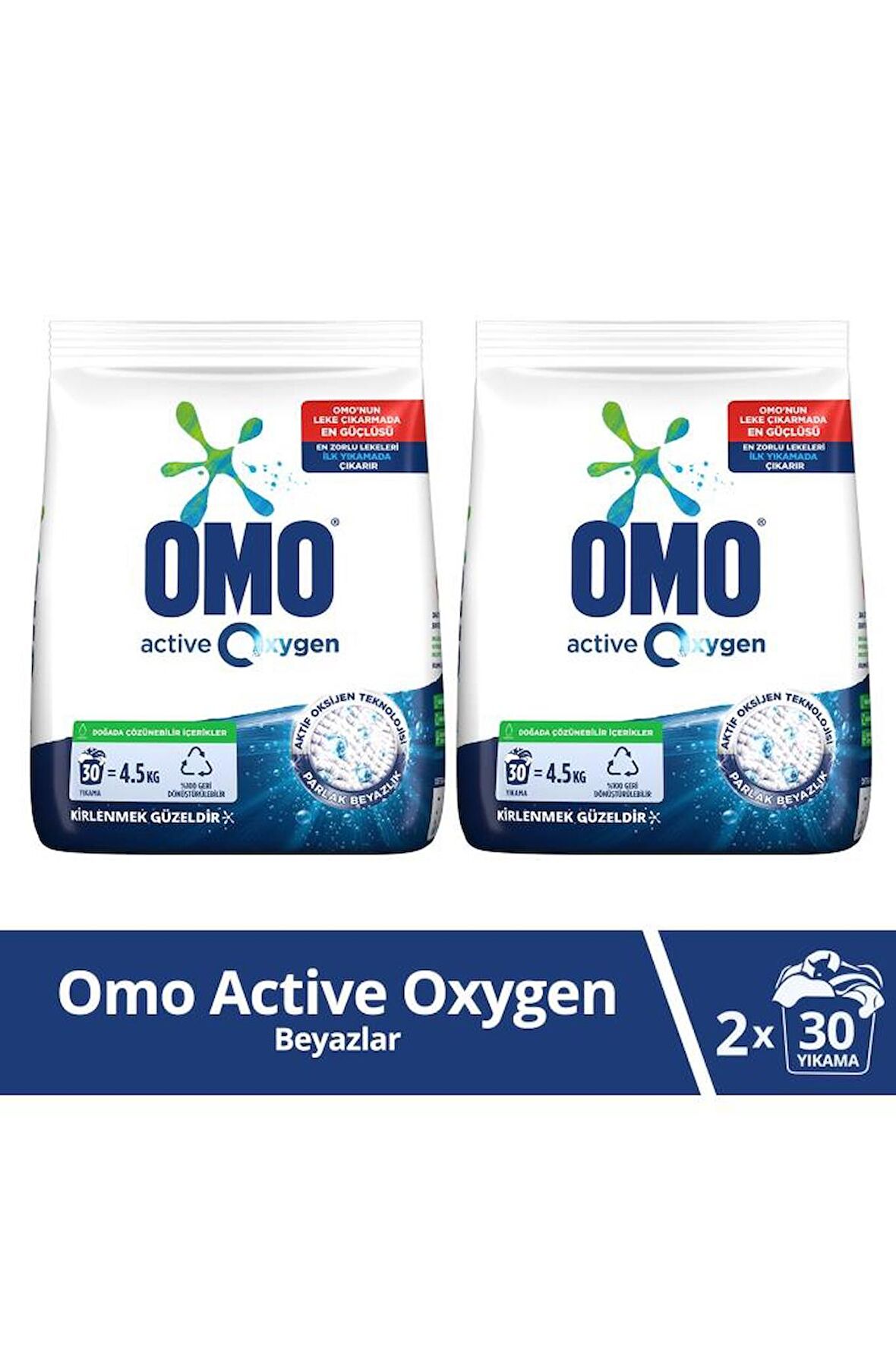 Omo Active Oxygen Toz Çamaşır Deterjanı Beyazlar Için En Zorlu Lekeleri Ilk Yıkamada Çıkarır 4,5 Kgx