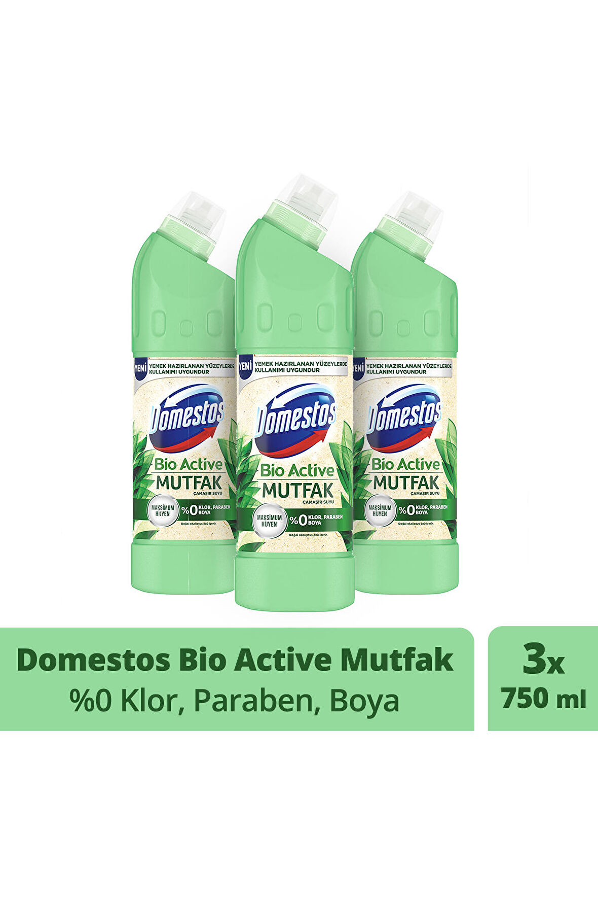 Domestos Çamaşır Suyu Bio Active Mutfak Maksimum Hijyen 750 ml X 3 Adet