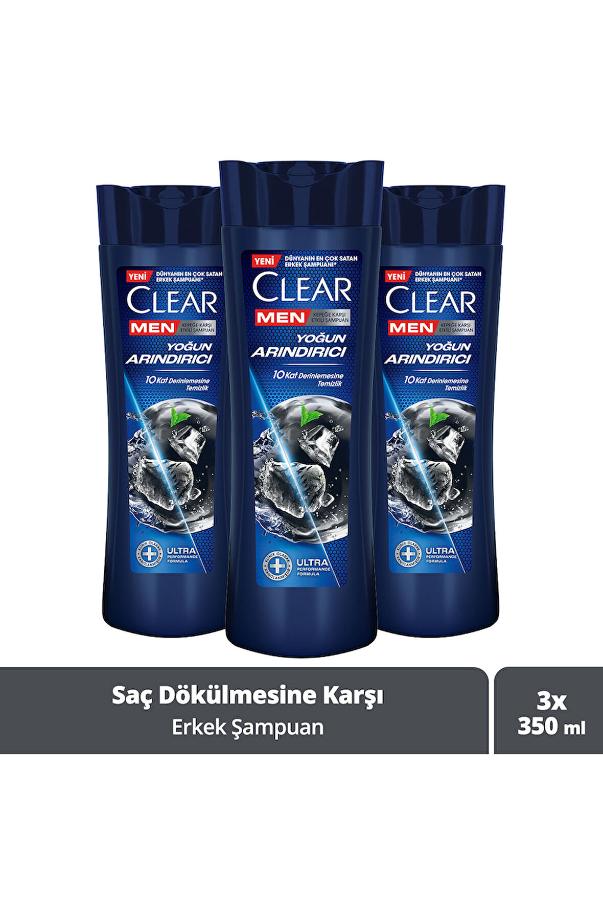 Clear Men Kepeğe Karşı Etkili Şampuan Yoğun Arındırıcı 350 ml x3