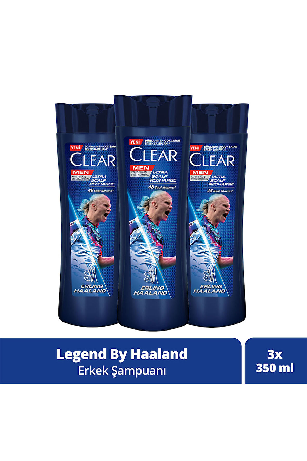 Clear Men Kepeğe Karşı Etkili Şampuan Erling Haaland 350 ml x3
