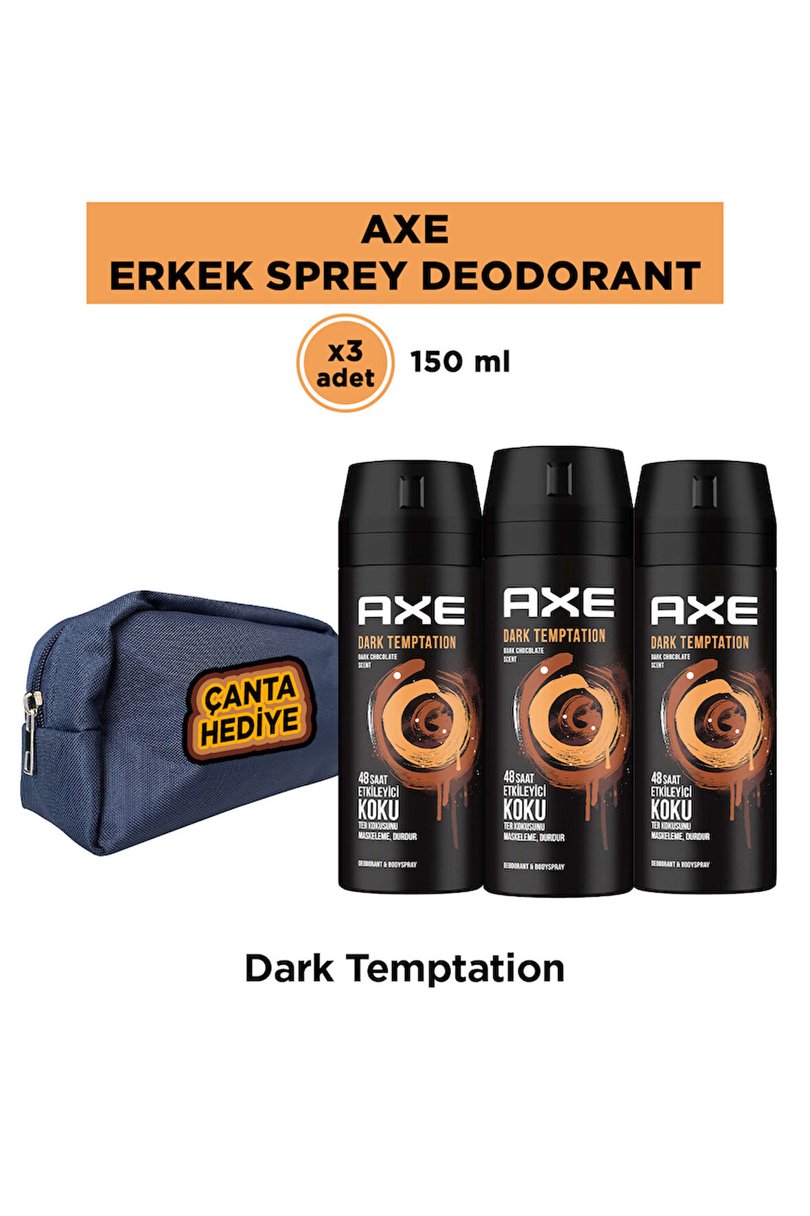 Axe Erkek Sprey Deodorant Seti Dark Temptation + Leather & Cookies 150 ml x2