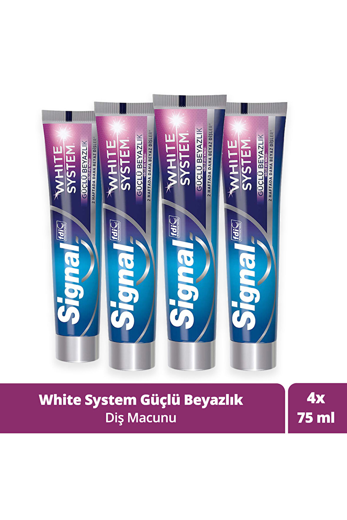 Signal White System Güçlü Beyazlık Florürlü Diş Macunu 75 ml 4 Adet