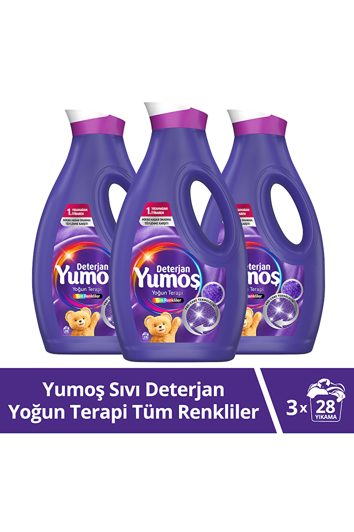 Yumoş Yumoş Sıvı Deterjan Yoğun Terapi Tüm Renkliler İçin 1690 ml x3 