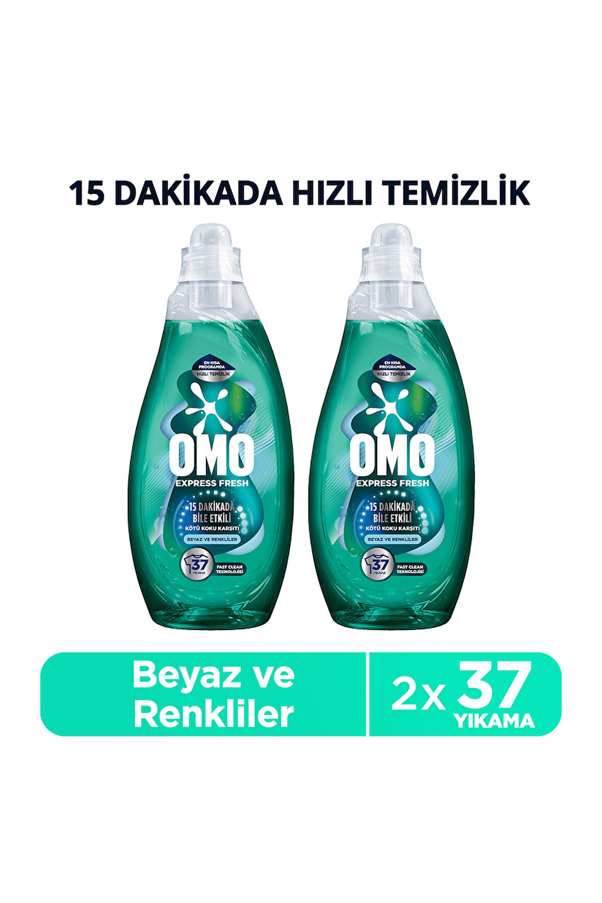 Omo Express Fresh Kötü Koku Karşıtı Beyazlar ve Renkliler için Sıvı Deterjan 1.48 lt 2'li