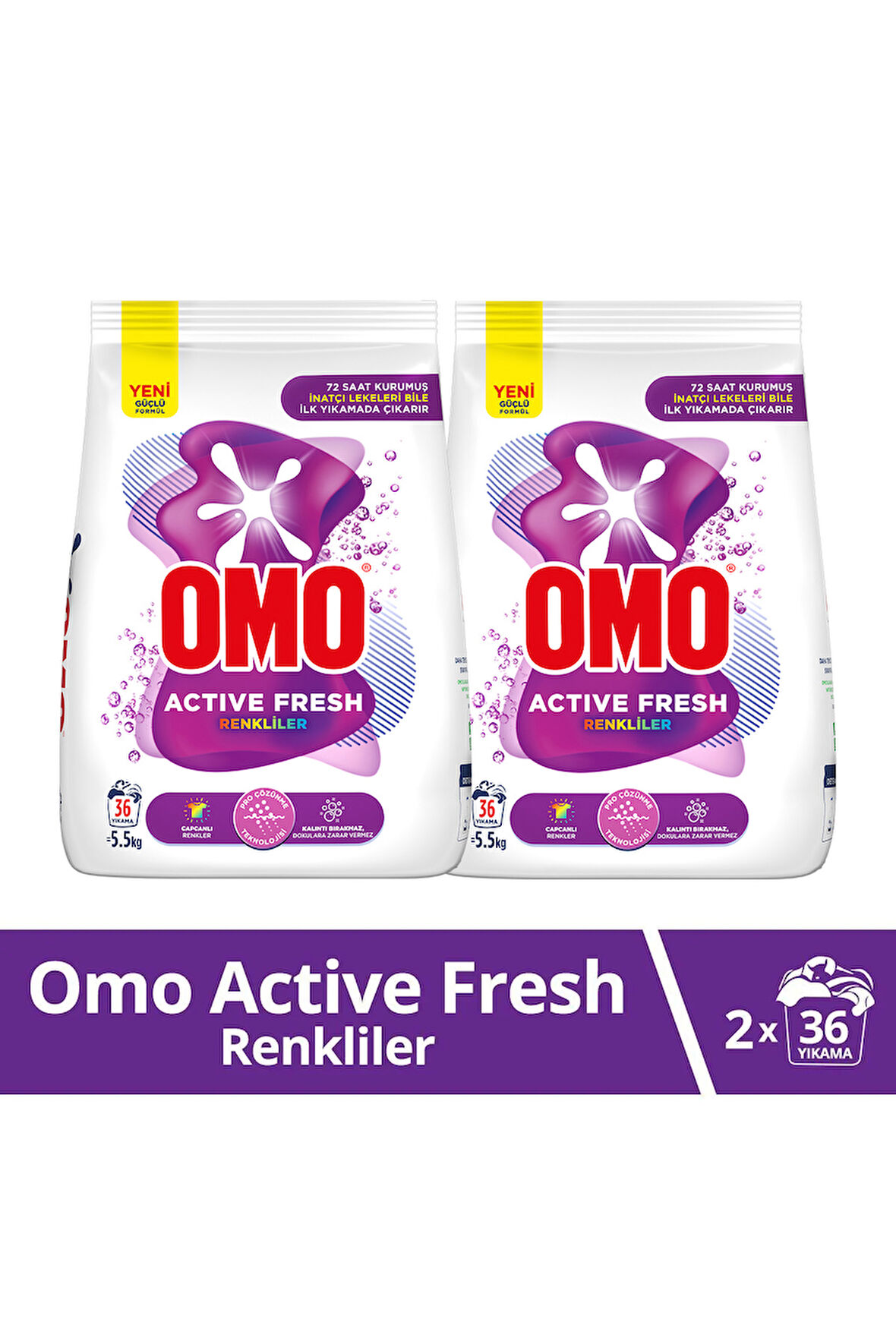 Omo Active Fresh Renkliler Toz Deterjanı 5.5 Kg X2