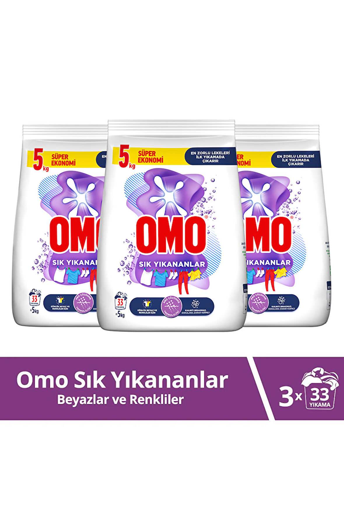 Omo Toz Çamaşır Deterjanı Sık Yıkananlar Zorlu Lekeleri Ilk Yıkamada Çıkarır 5 Kgx3