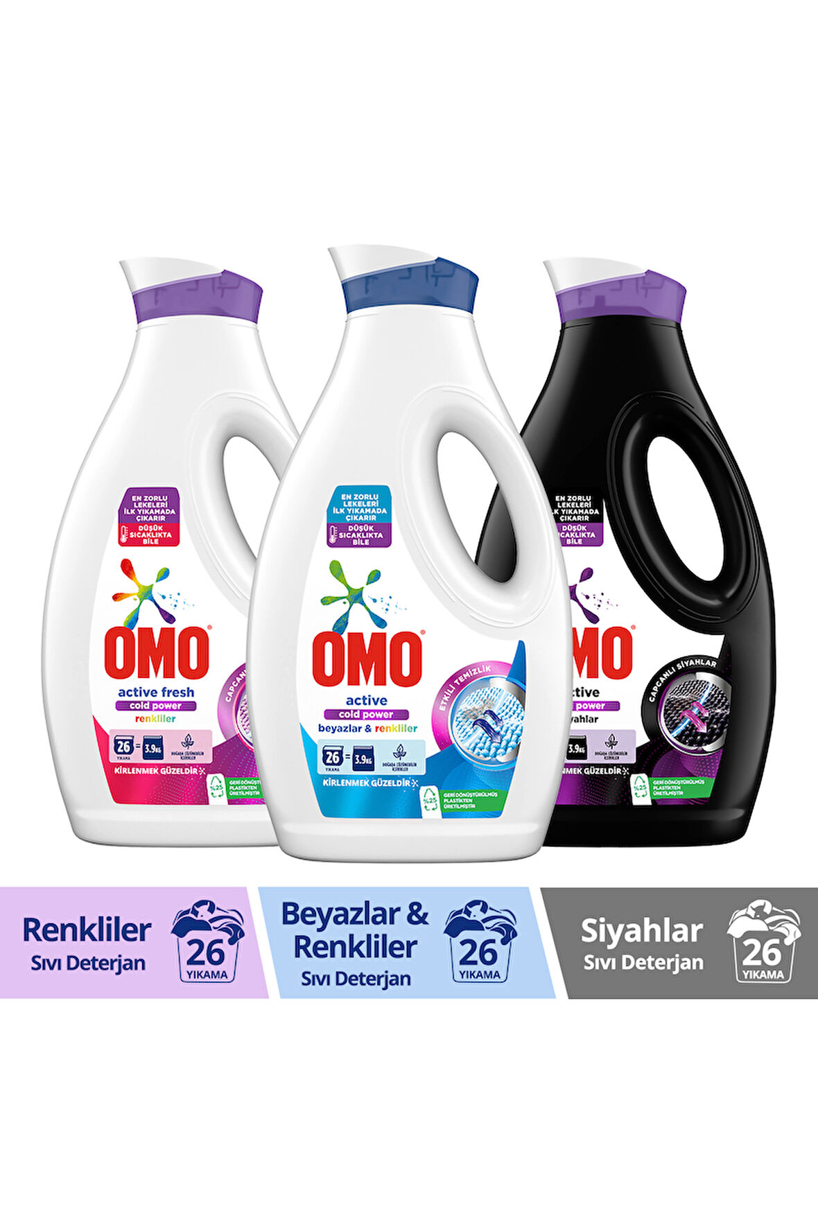 Omo Sıvı Active Fresh Cold Power Renkliler 1690 ml Cold Power Beyazlar Ve Renkiler Siyahlar