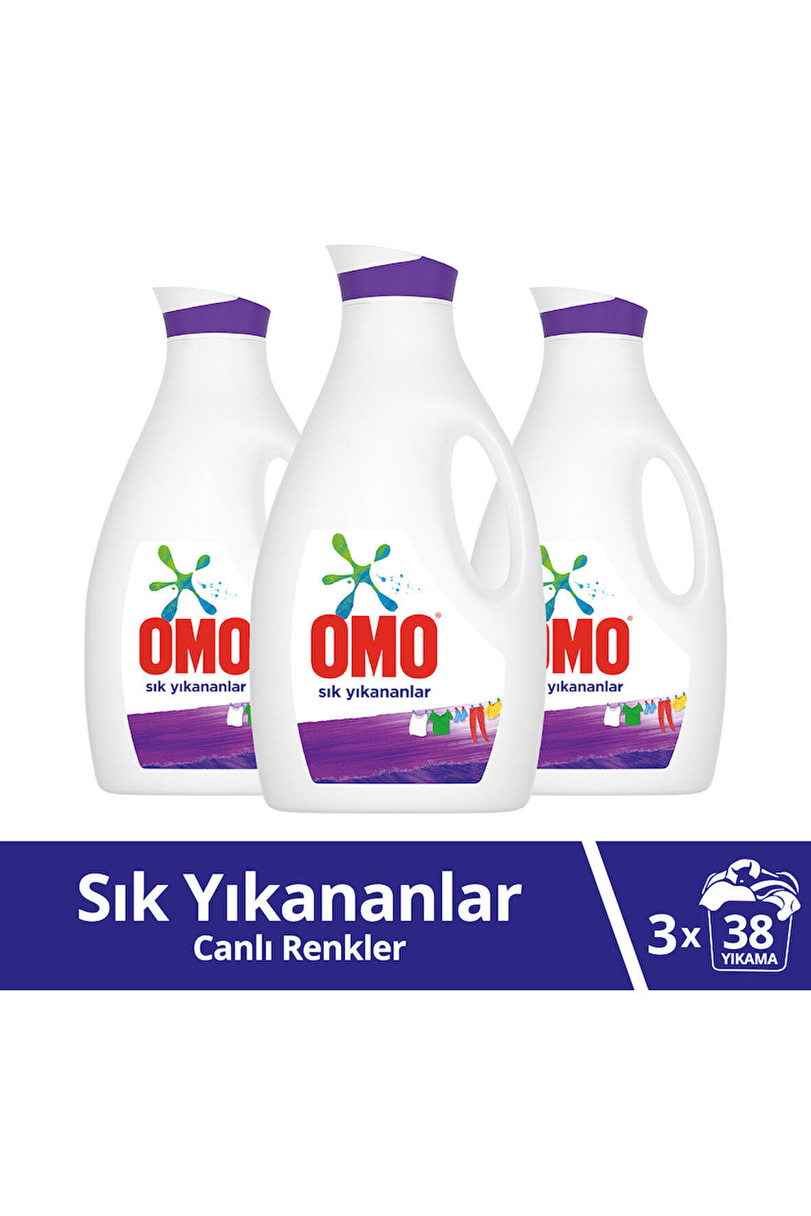 Omo Sıvı Çamaşır Deterjanı Sık Yıkanan Çamaşırlar Için 2470 ml 38 Yıkama 3 Adet