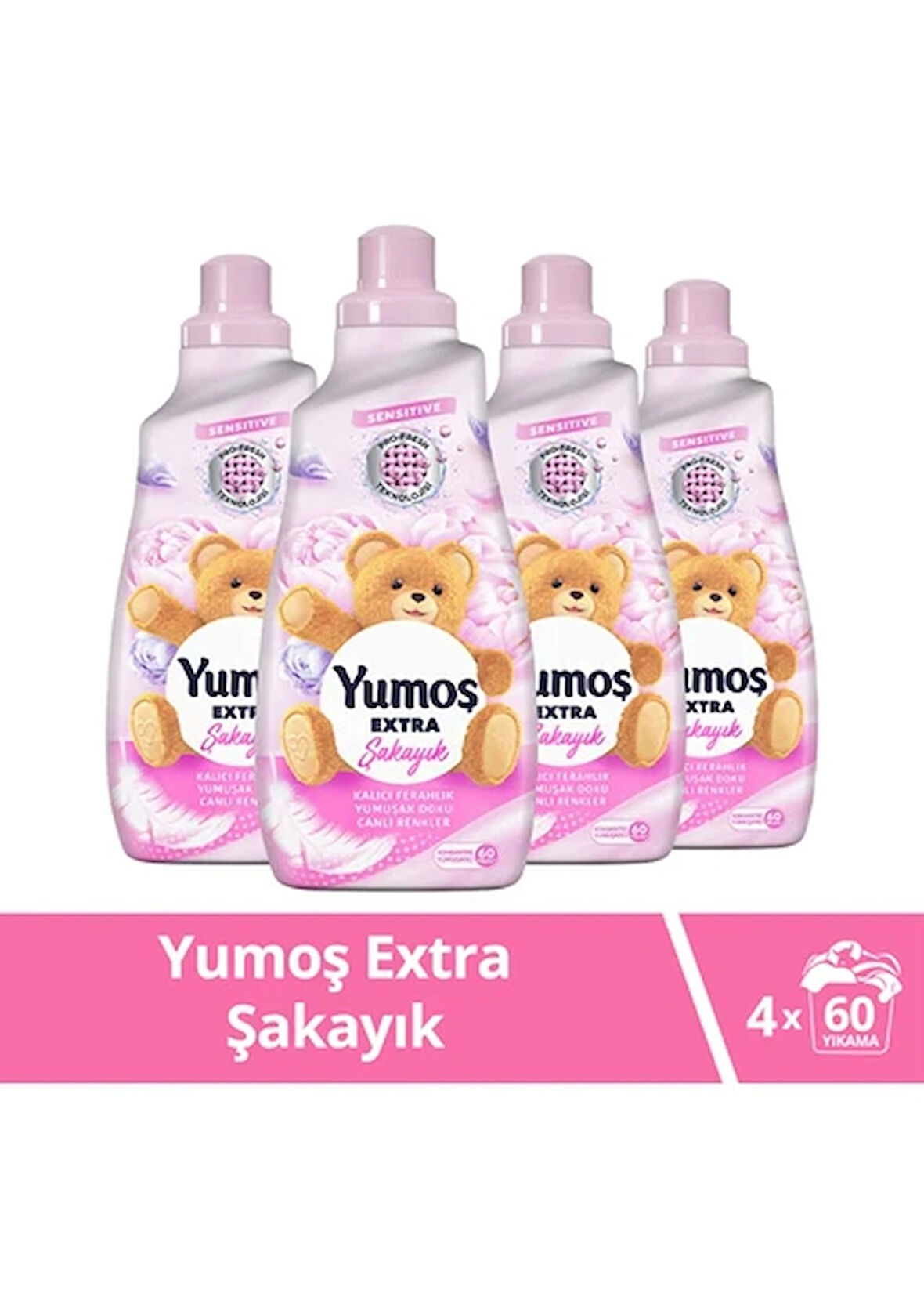 Yumoş Extra Konsantre Çamaşır Yumuşatıcısı Şakayık 1440 ml 60 Yıkama x 4