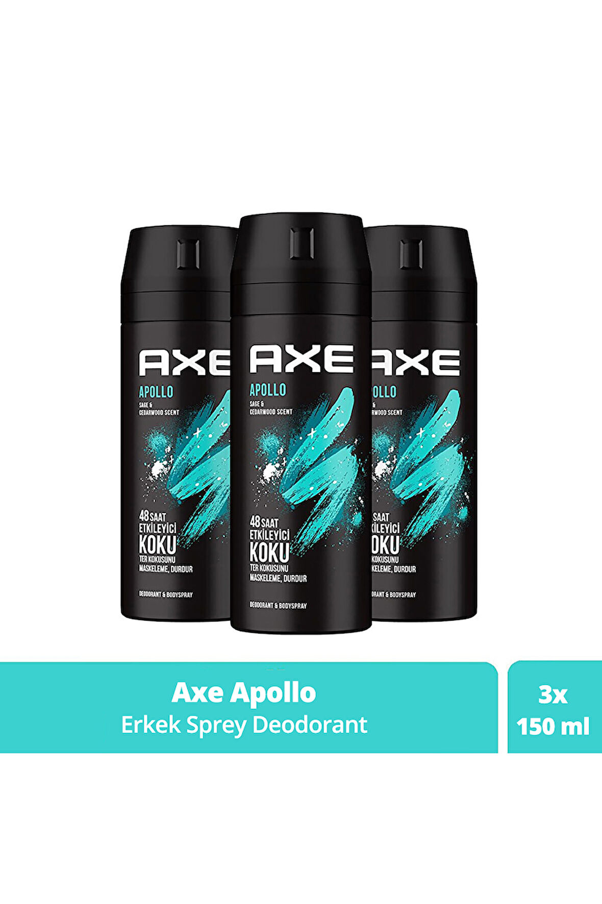 Axe Apollo Erkek Deodorant & Body Spray 150 ml x3