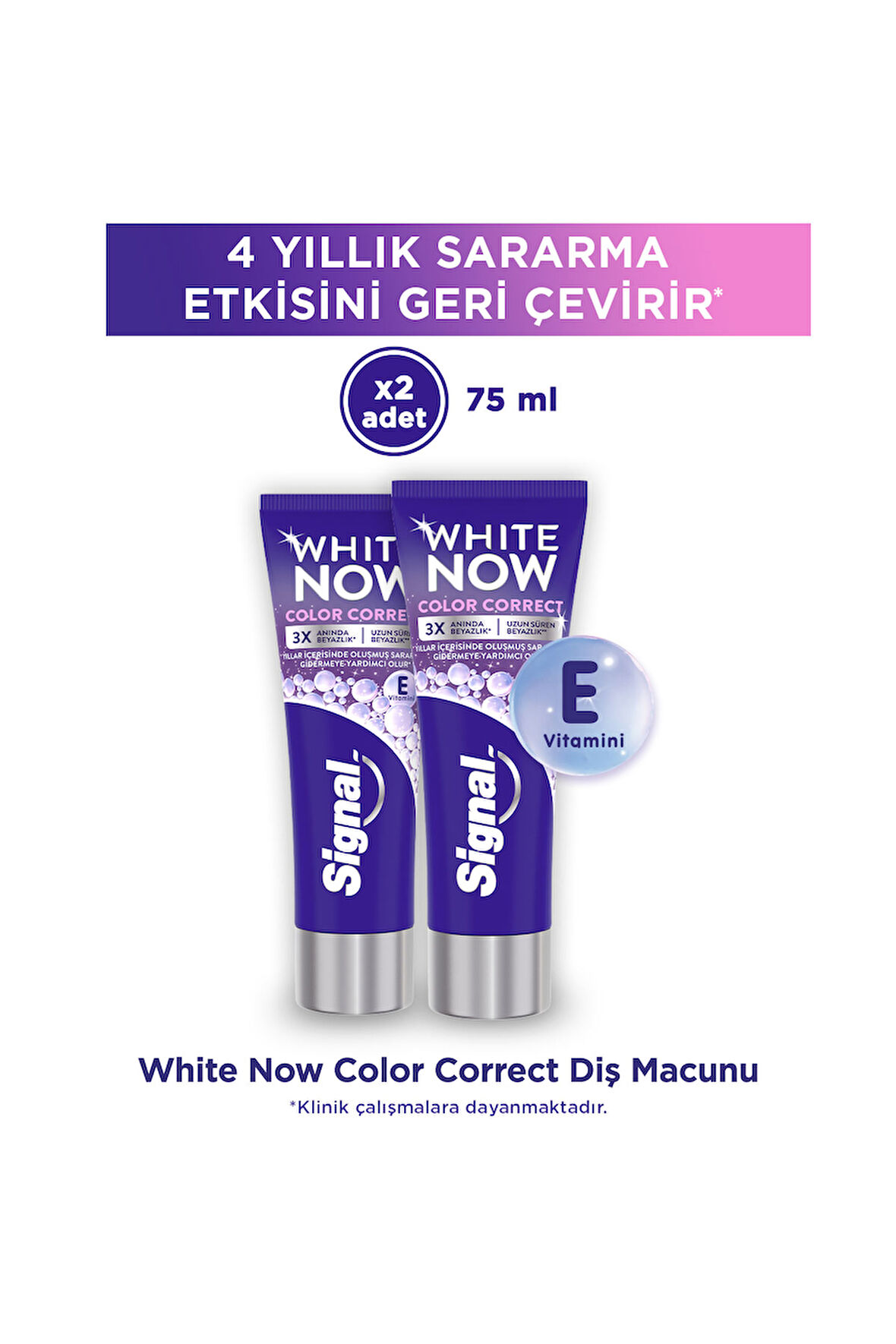 Signal White Now Color Correct Uzun Süren Beyazlık Diş Macunu 75 ml x2