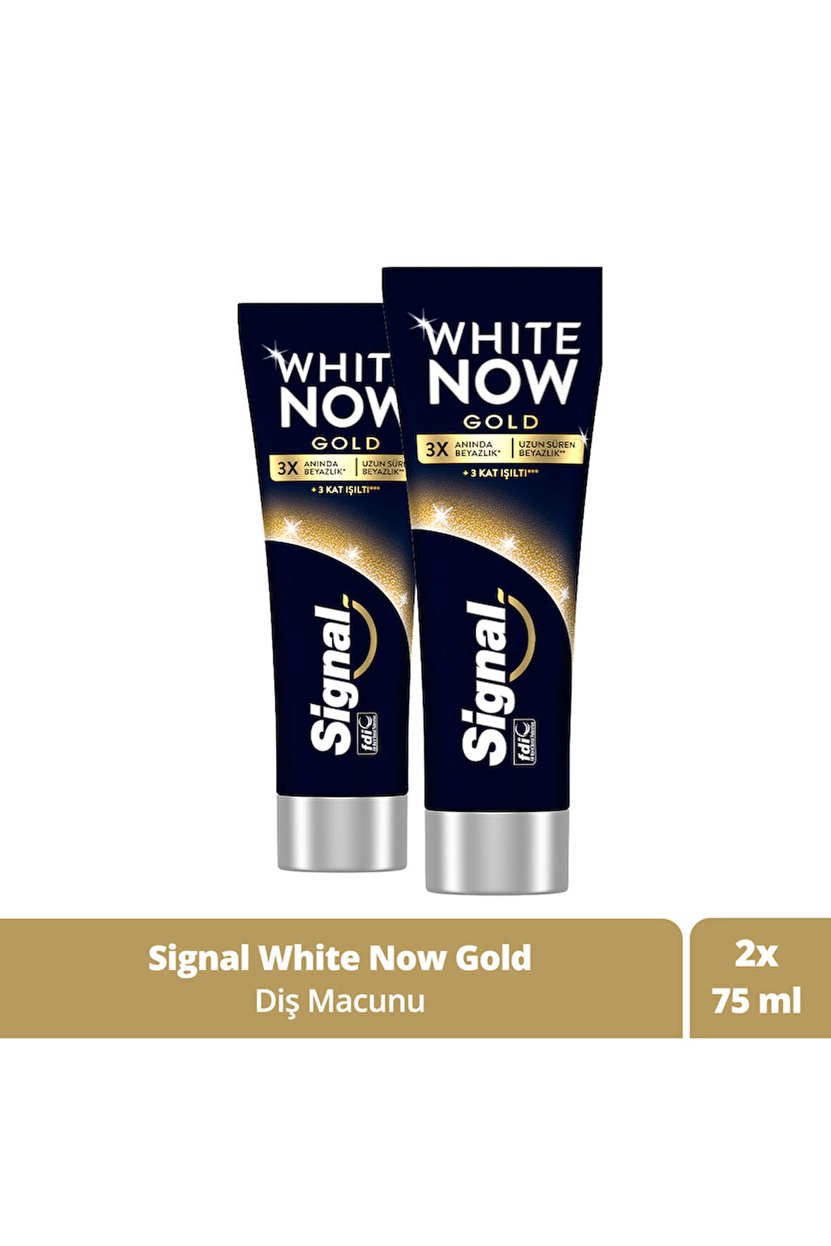 Signal White Now Diş Macunu Gold 3 Kat Işıltı 75 ml x2