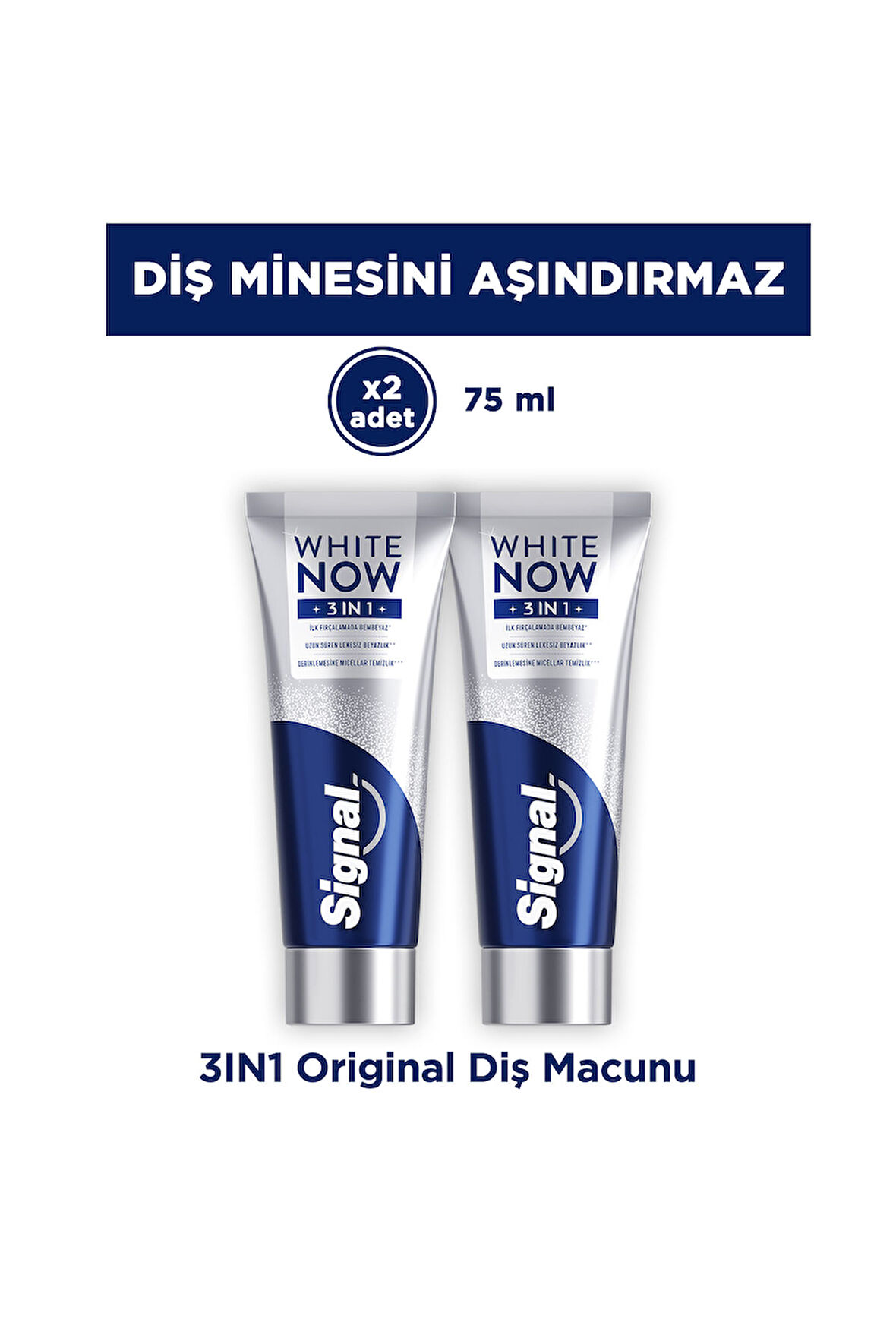 Signal White Now Diş Macunu 3 in 1 Original 75 ml x2