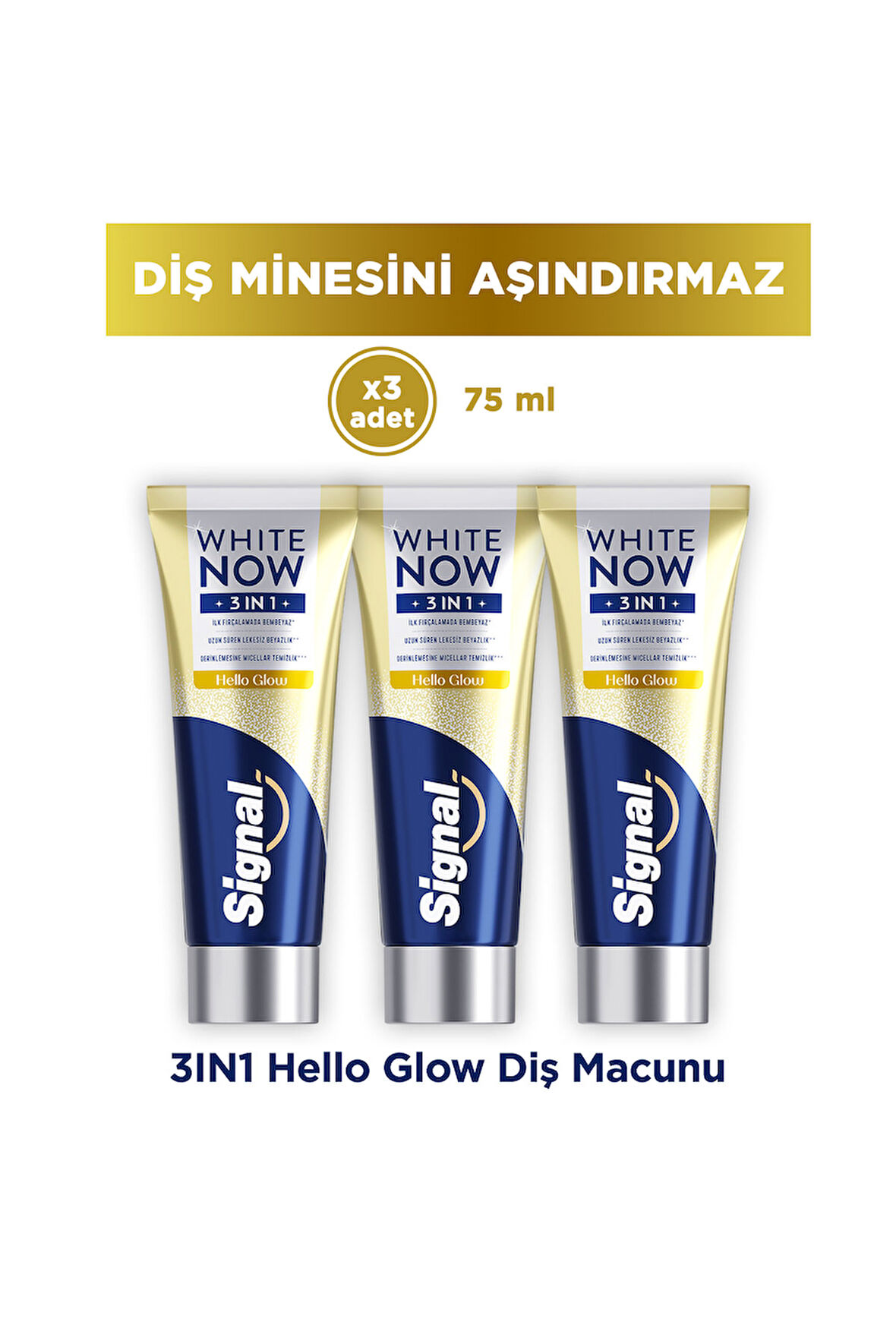 Signal White Now Diş Macunu 3 in 1 Ekstra Işıltı 75 ml x3
