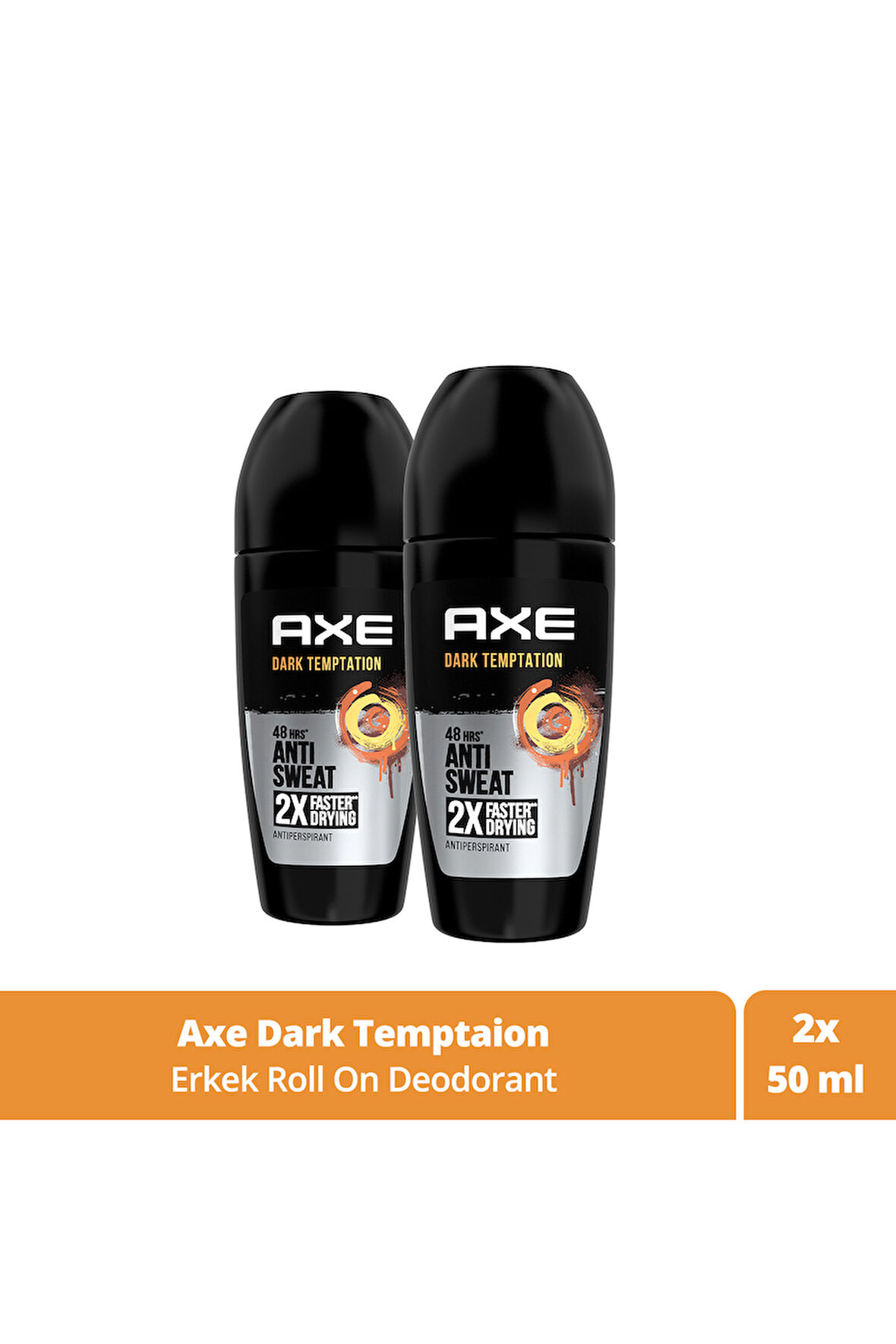 Axe Erkek Roll On Deodorant Dark Temptation 48 Saat Etkileyici Koku 50 ml x2