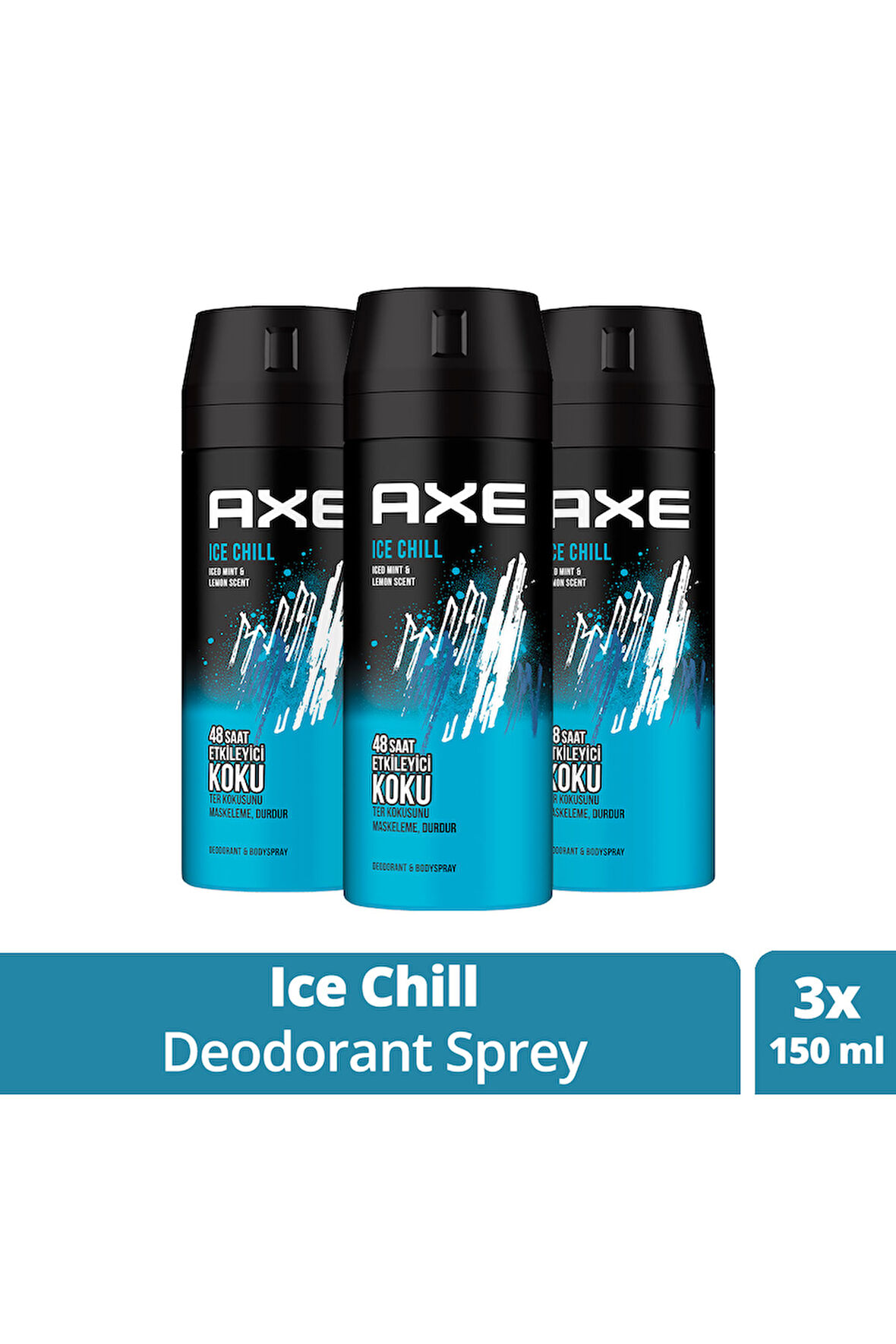Axe Ice Chill Erkek Deodorant & Body Spray 150 ml x3