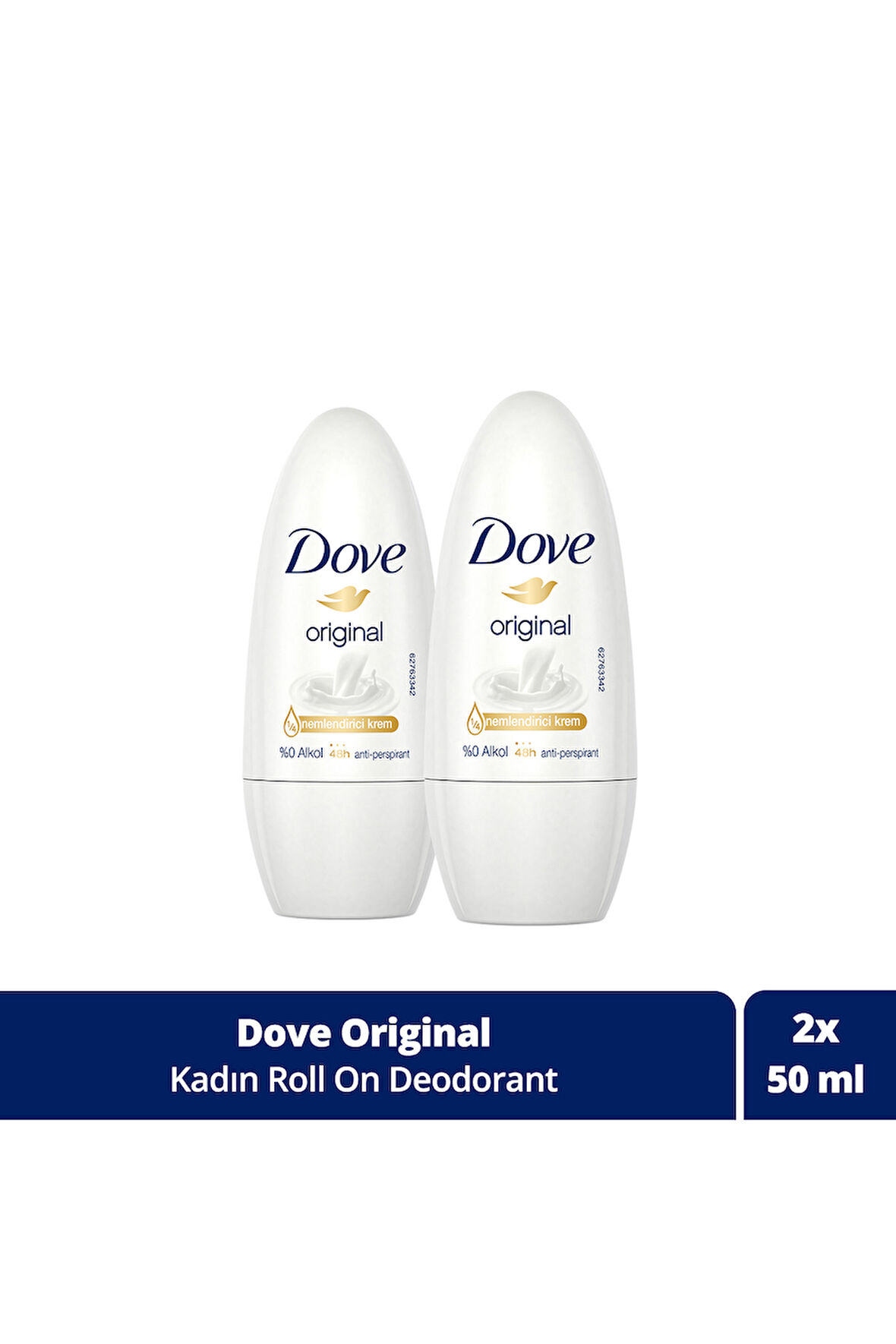 Dove Kadın Roll On Deodorant Original 1/4 Nemlendirici Krem 50ml x2