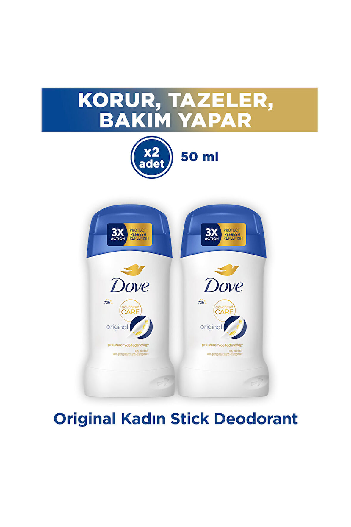 Dove Original Antiperspirant Kadın Stick Deodorant 40 ml x2