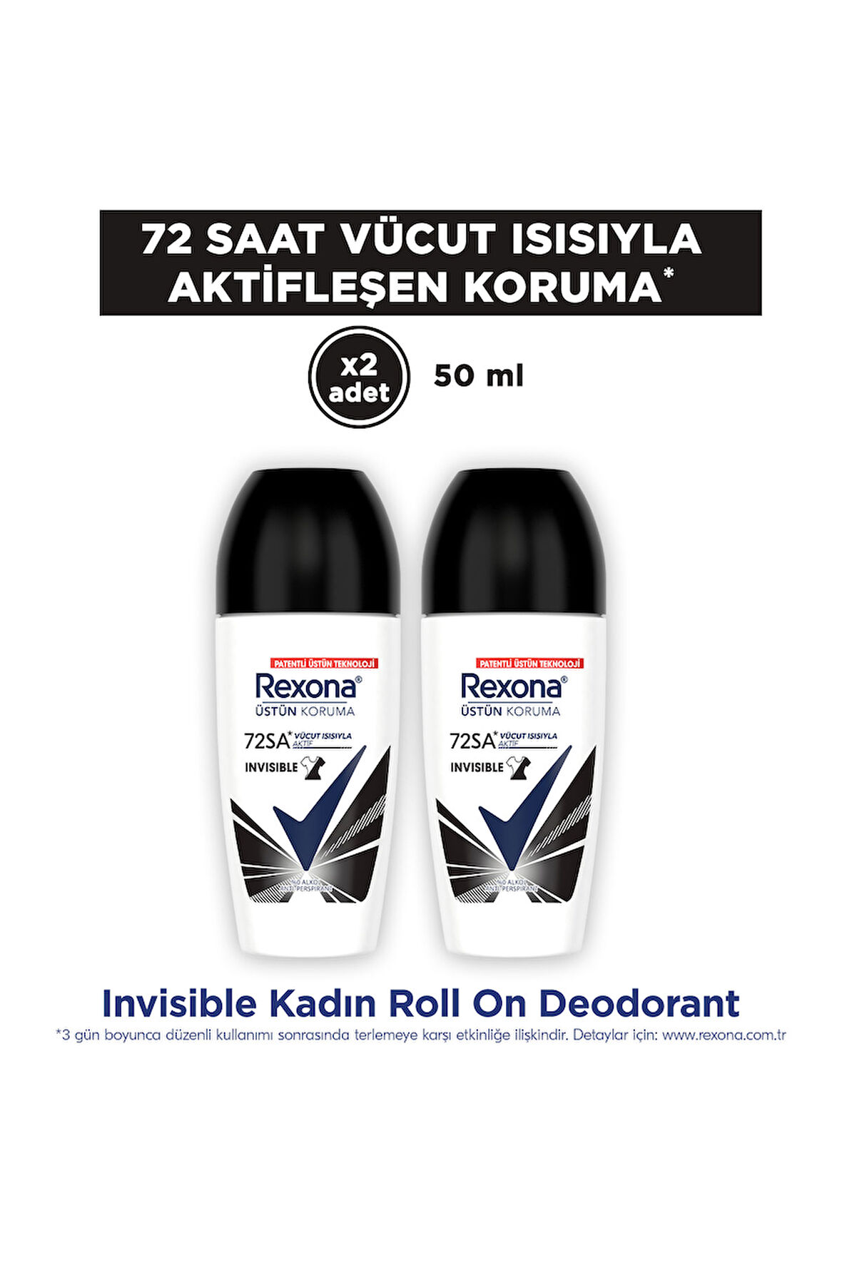 Rexona Üstün Koruma Kadın Roll On Deodorant Invisible 50 ml x2