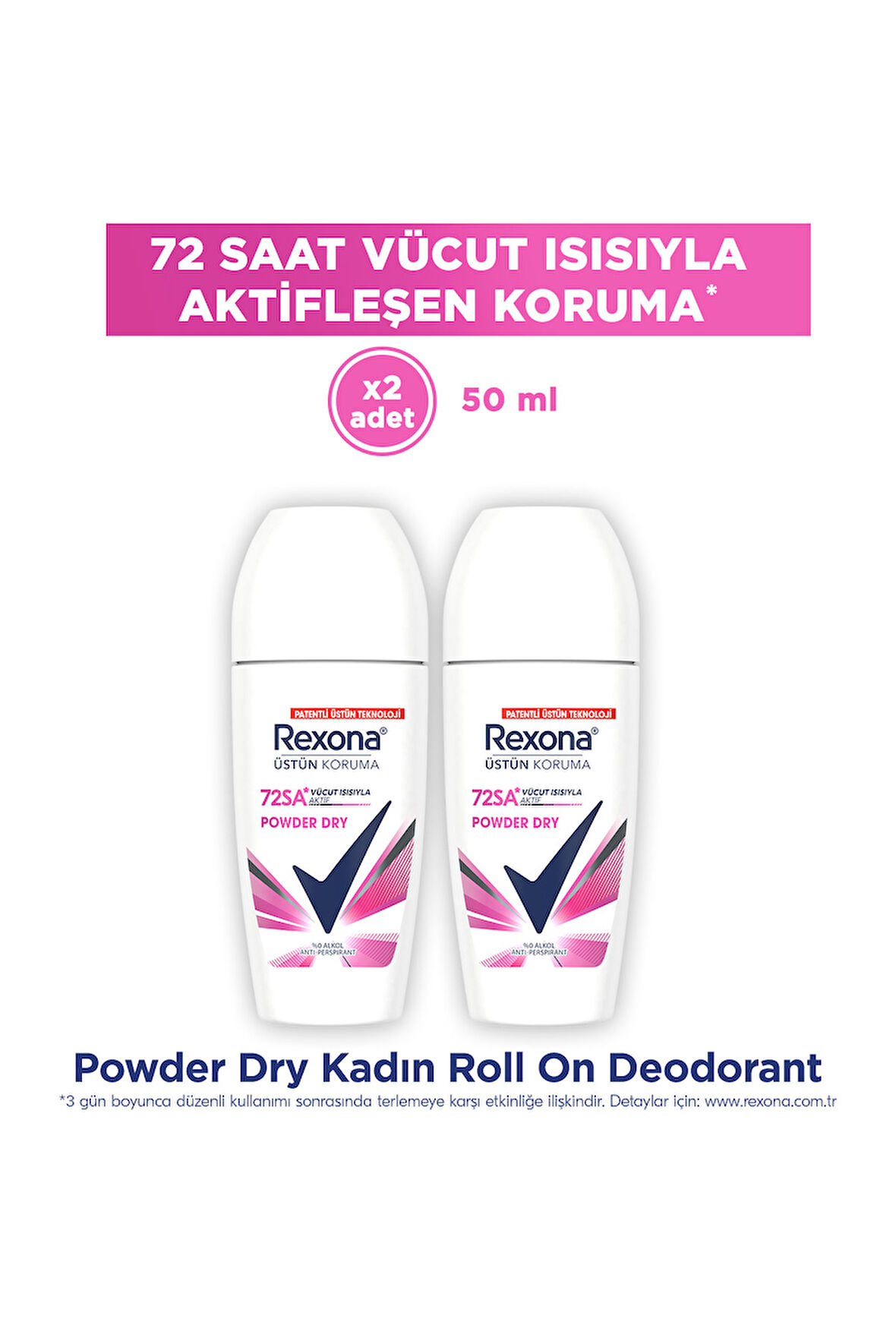Rexona Üstün Koruma Kadın Roll On Deodorant Powder Dry 50 ml x2
