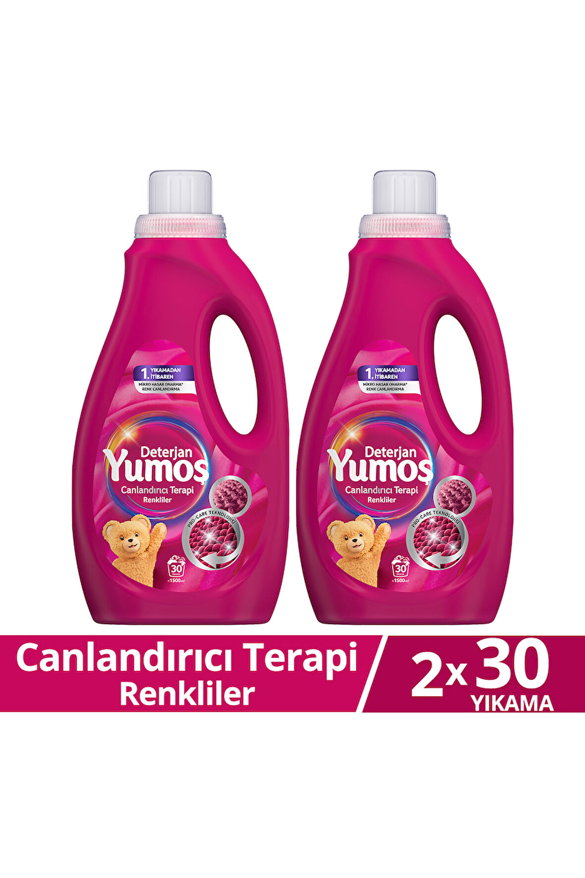 Yumoş Sıvı Bakım Deterjanı Canlandırıcı Terapi Renkliler 30 Yıkama 1500ml x2