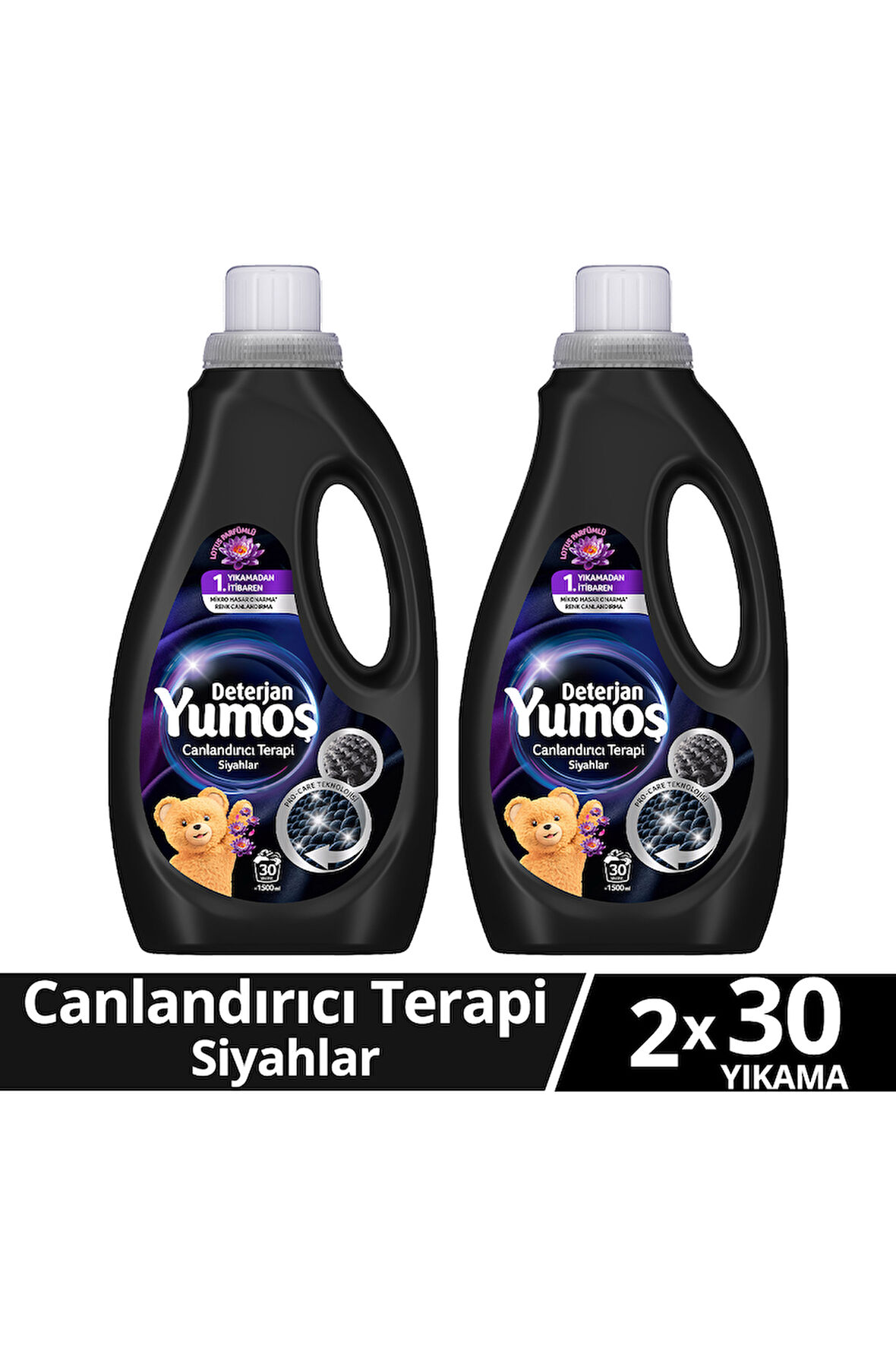 Yumoş Sıvı Bakım Deterjanı Canlandırıcı Terapi  Siyahlar 30 Yıkama 1500ml x2