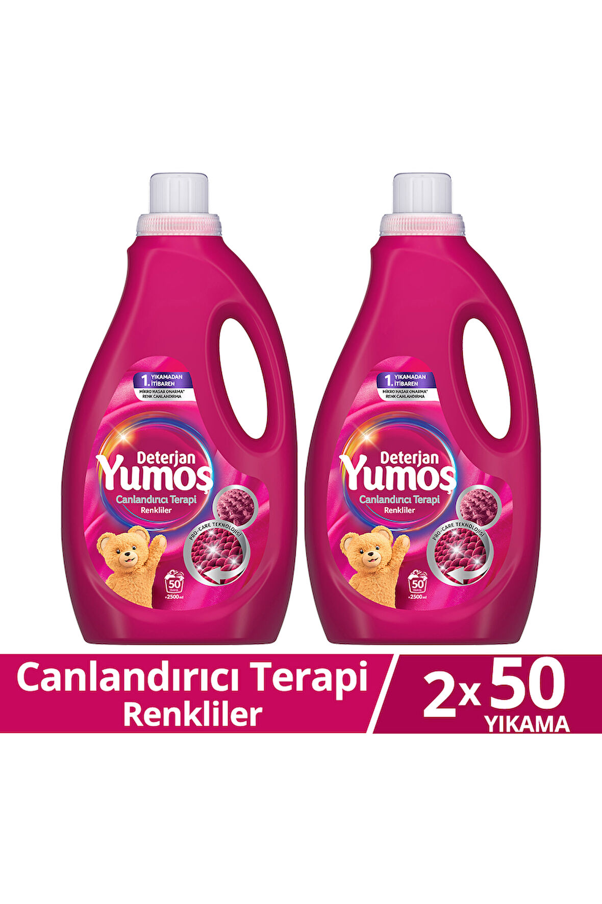 Yumoş Sıvı Bakım Deterjanı Canlandırıcı Terapi Renkliler 50 Yıkama 2500 ml x2