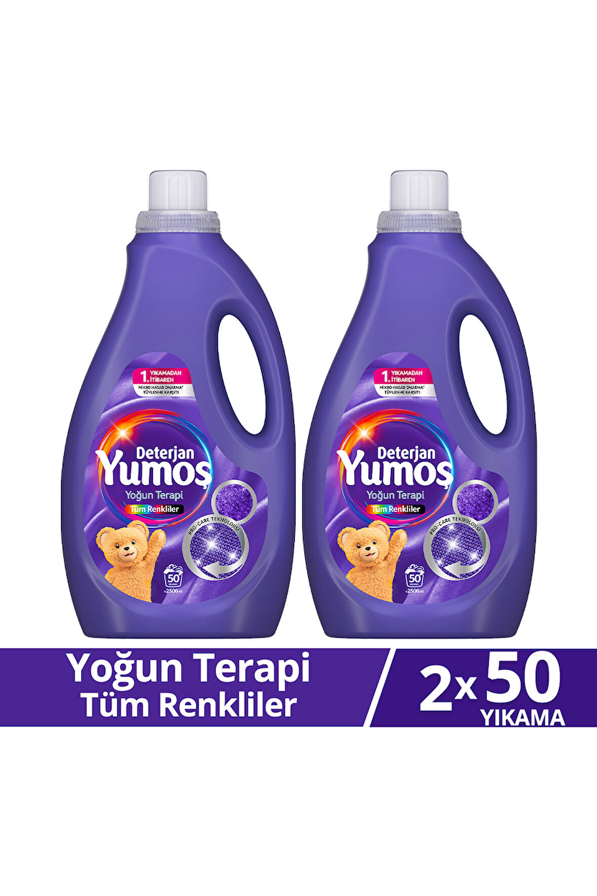 Yumoş Sıvı Bakım Deterjanı Yoğun Terapi Tüm Renkliler 50 Yıkama 2500 ml x2