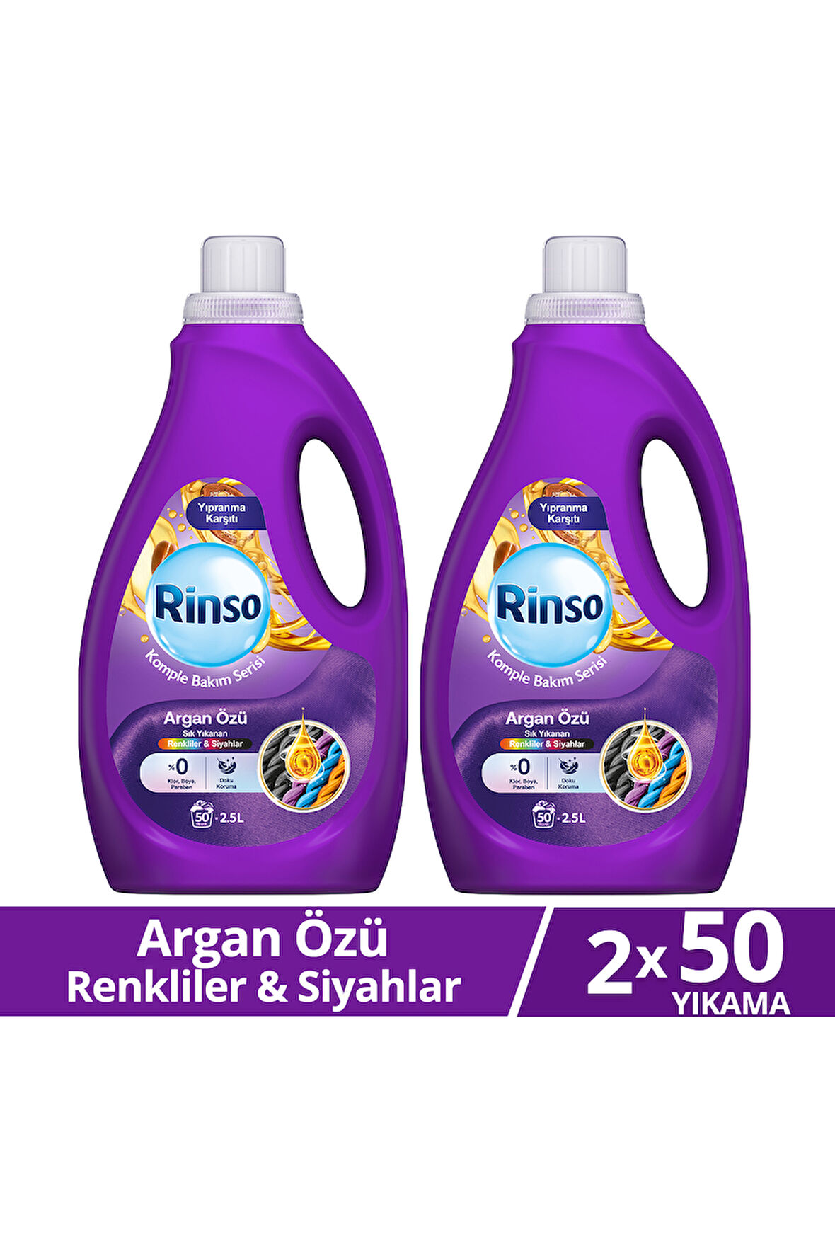 Rinso Sıvı Çamaşır Deterjanı Komple Bakım Serisi Argan Özü Renkliler ve Siyahlar İçin 2.5 L x2