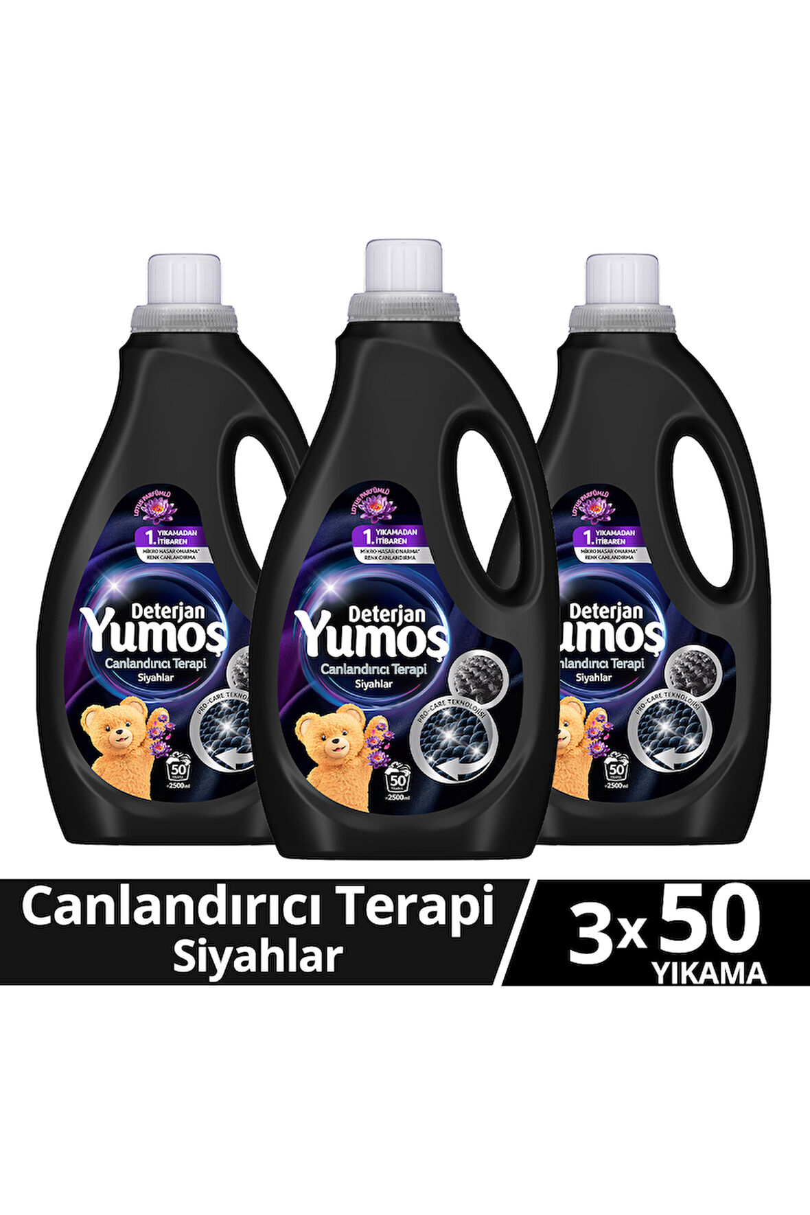 Yumoş Sıvı Bakım Deterjanı Canlandırıcı Terapi Siyahlar 50 Yıkama 2500 ml x3