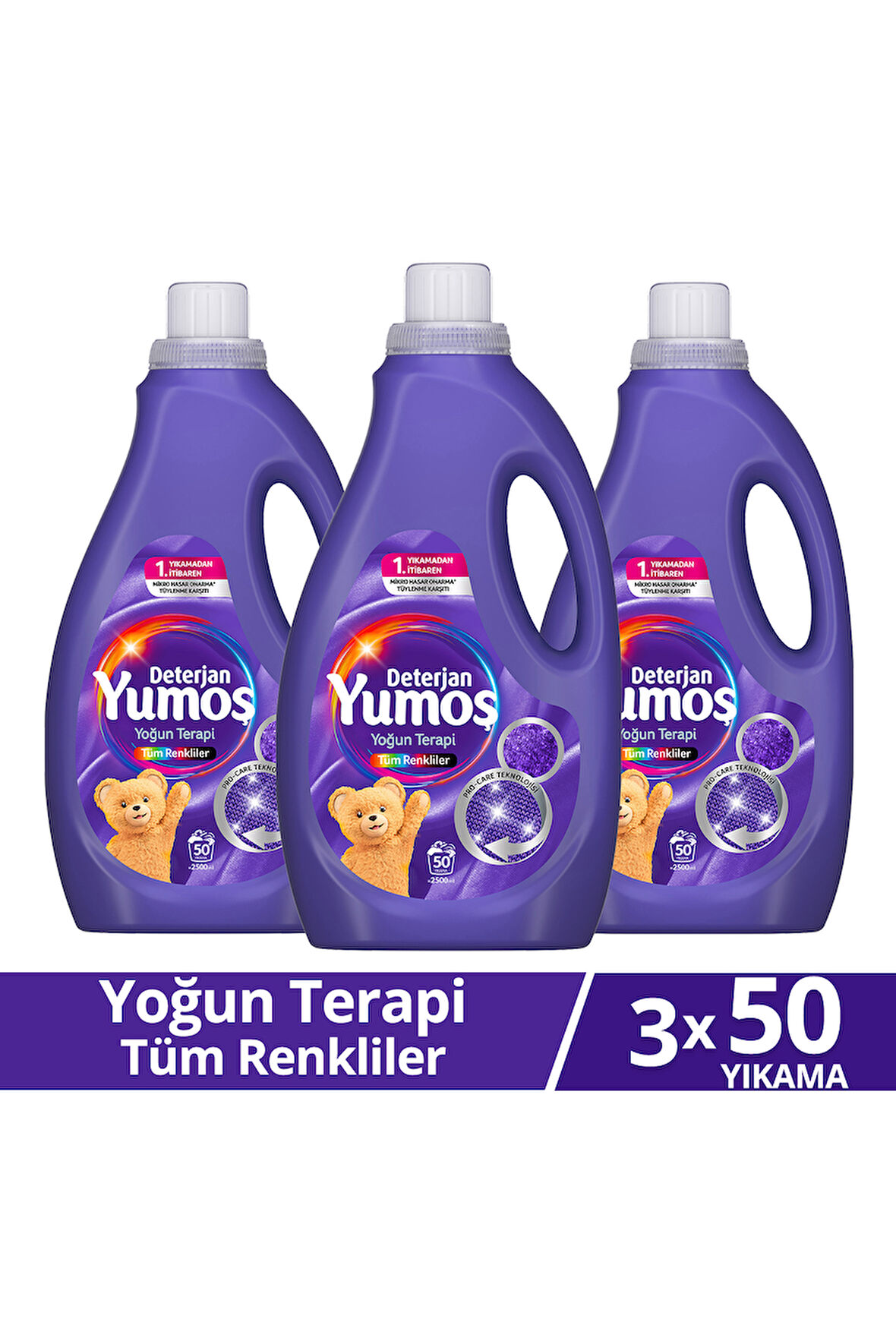 Yumoş Sıvı Bakım Deterjanı Yoğun Terapi Tüm Renkliler 50 Yıkama 2500 ml x3