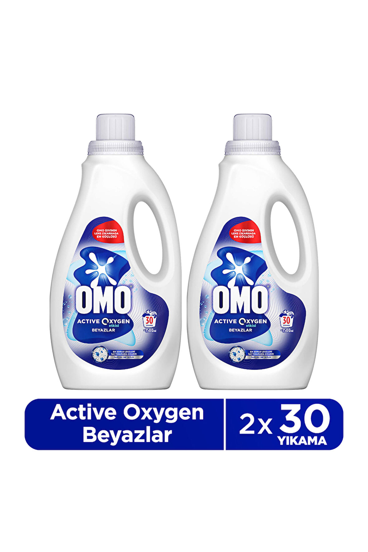 Omo Active Oksijen Etkisi Beyazlar İçin Sıvı Deterjan 1500 ml x2