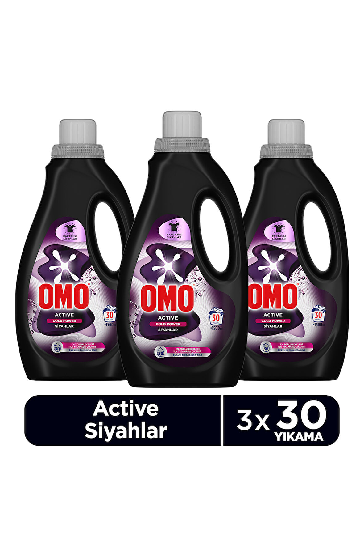 Omo Active Cold Power Siyahlar İçin Sıvı Deterjan 1500 ml x3
