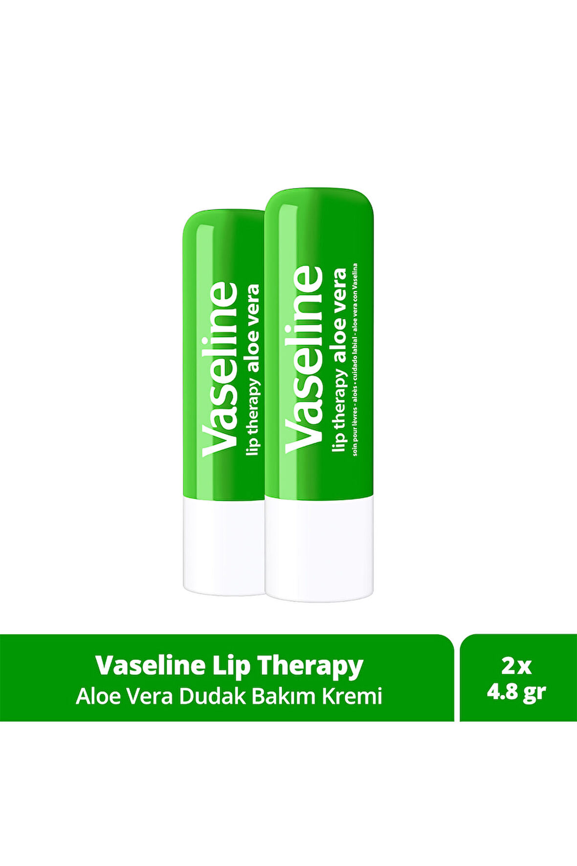 Vaseline Lip Therapy Dudak Bakım Kremi Aloe Vera 4.8 gr x2