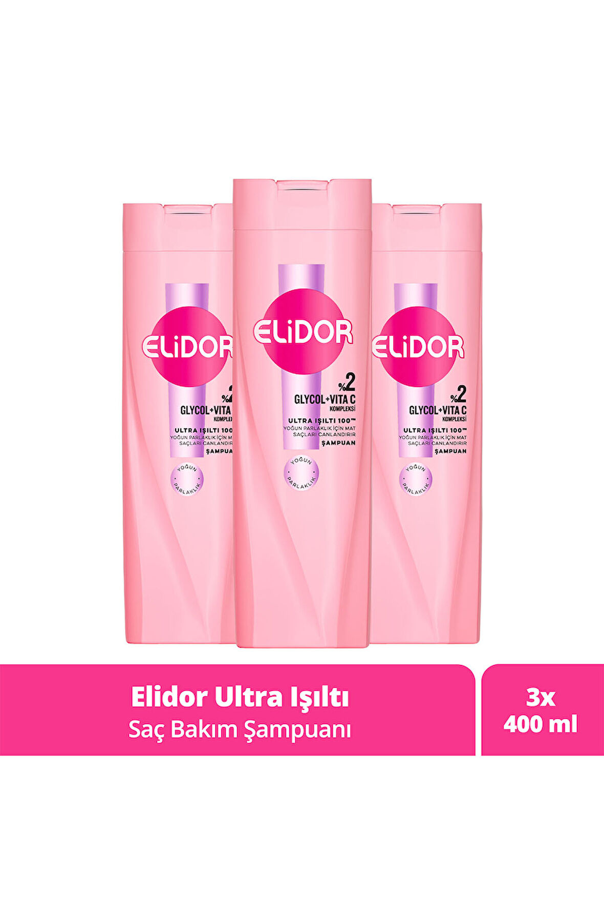 Elidor Saç Bakım Şampuanı Ultra Işıltı Yoğun Parlaklık 400 ml x3