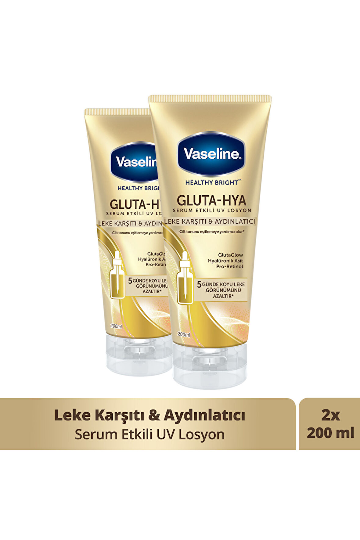 Vaseline Gluta Hya Serum Etkili UV Losyon Leke Karşıtı ve Aydınlatıcı 200 ml x2