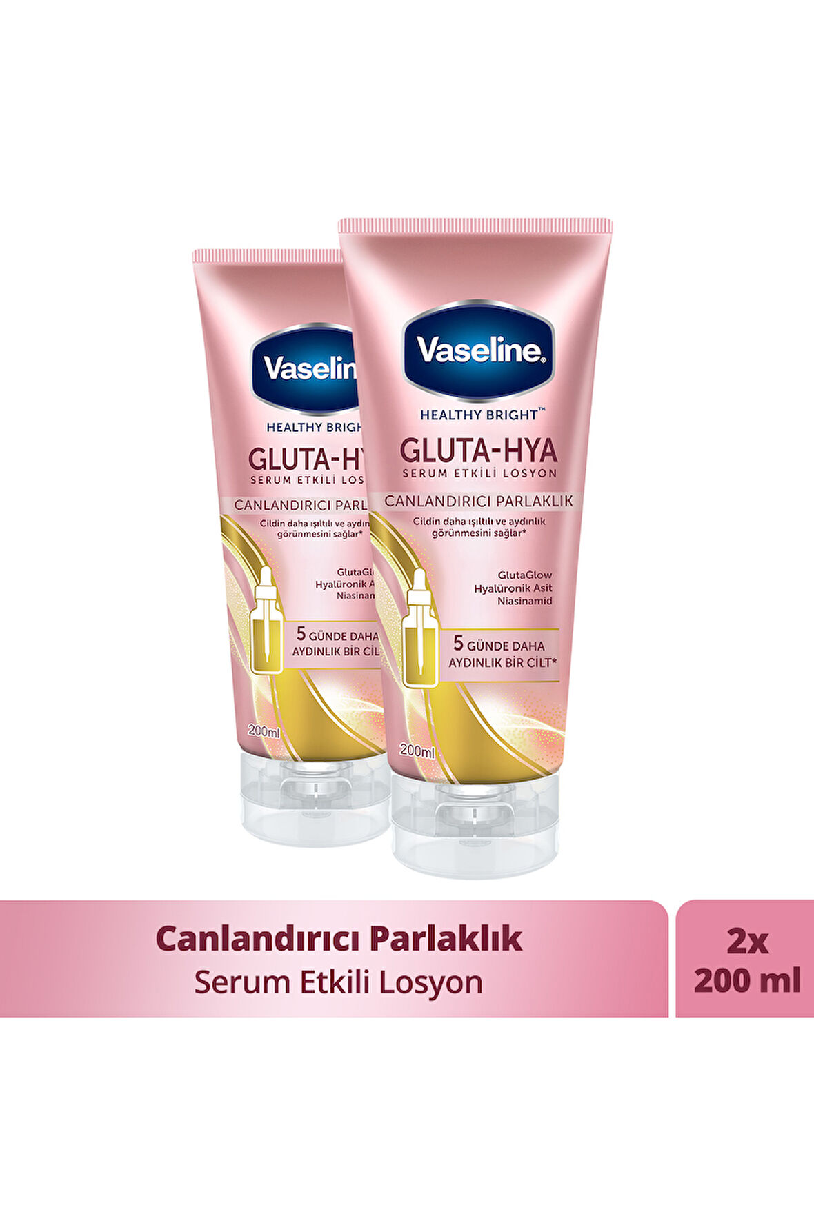 Vaseline Gluta Hya Serum Etkili Losyon Canlandırıcı Parlaklık 200 ml x2