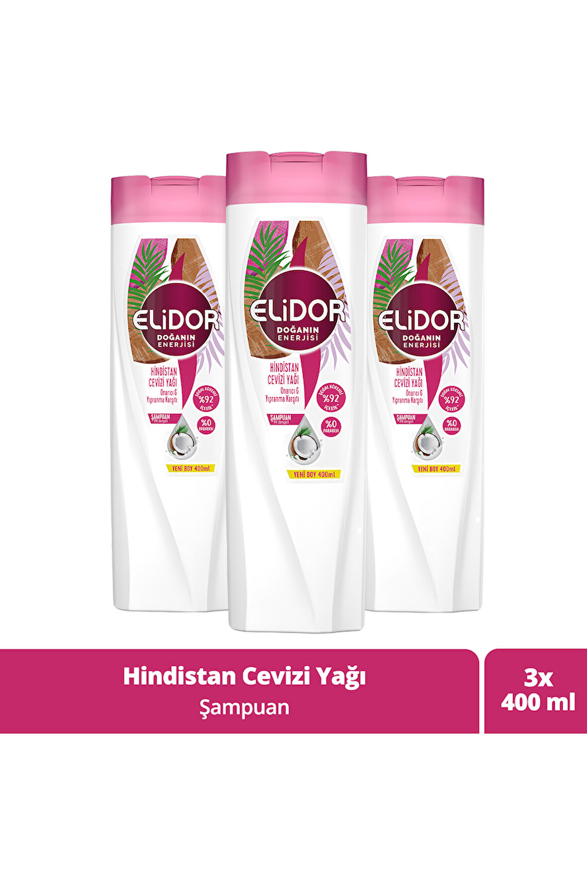 Elidor Doğanın Enerjisi Şampuan Hindistan Cevizi Yağı 400 ml x3