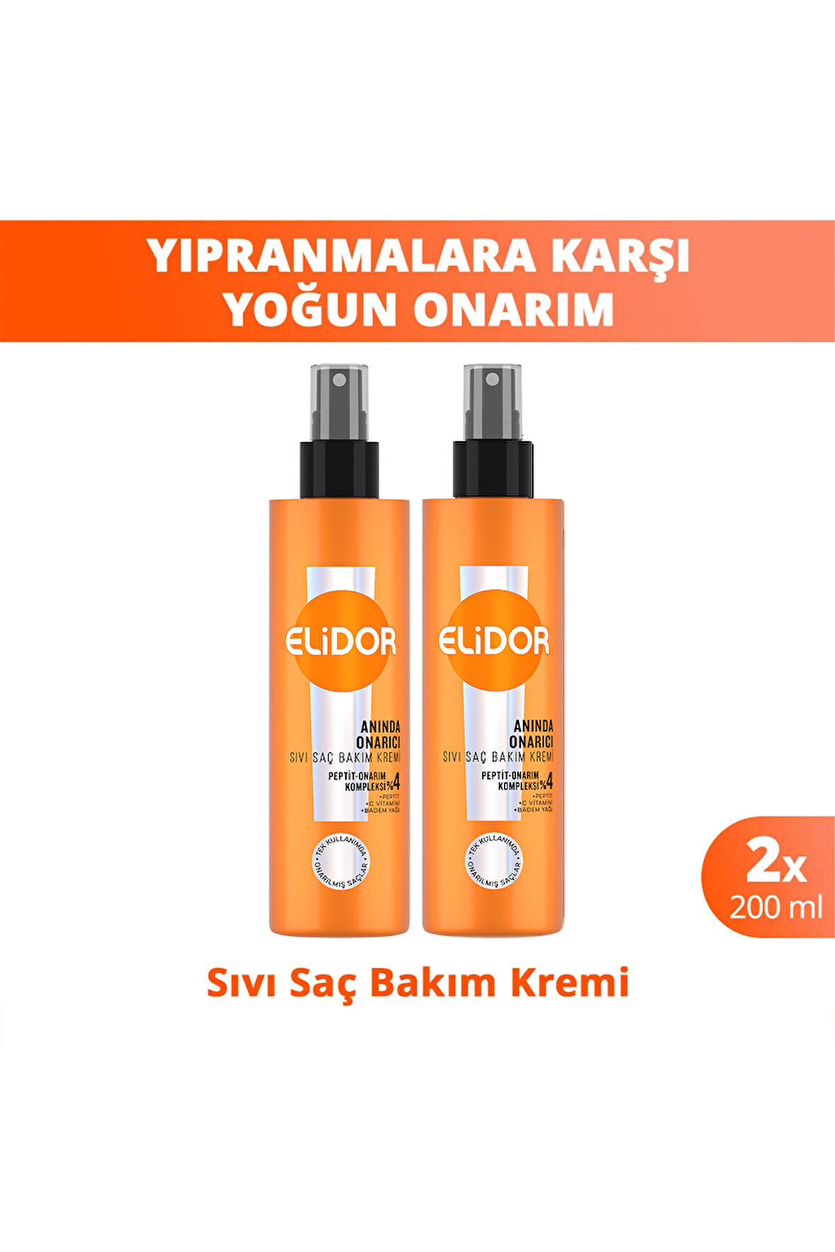 Elidor Sıvı Saç Bakım Kremi Anında Onarıcı 200 ml x2